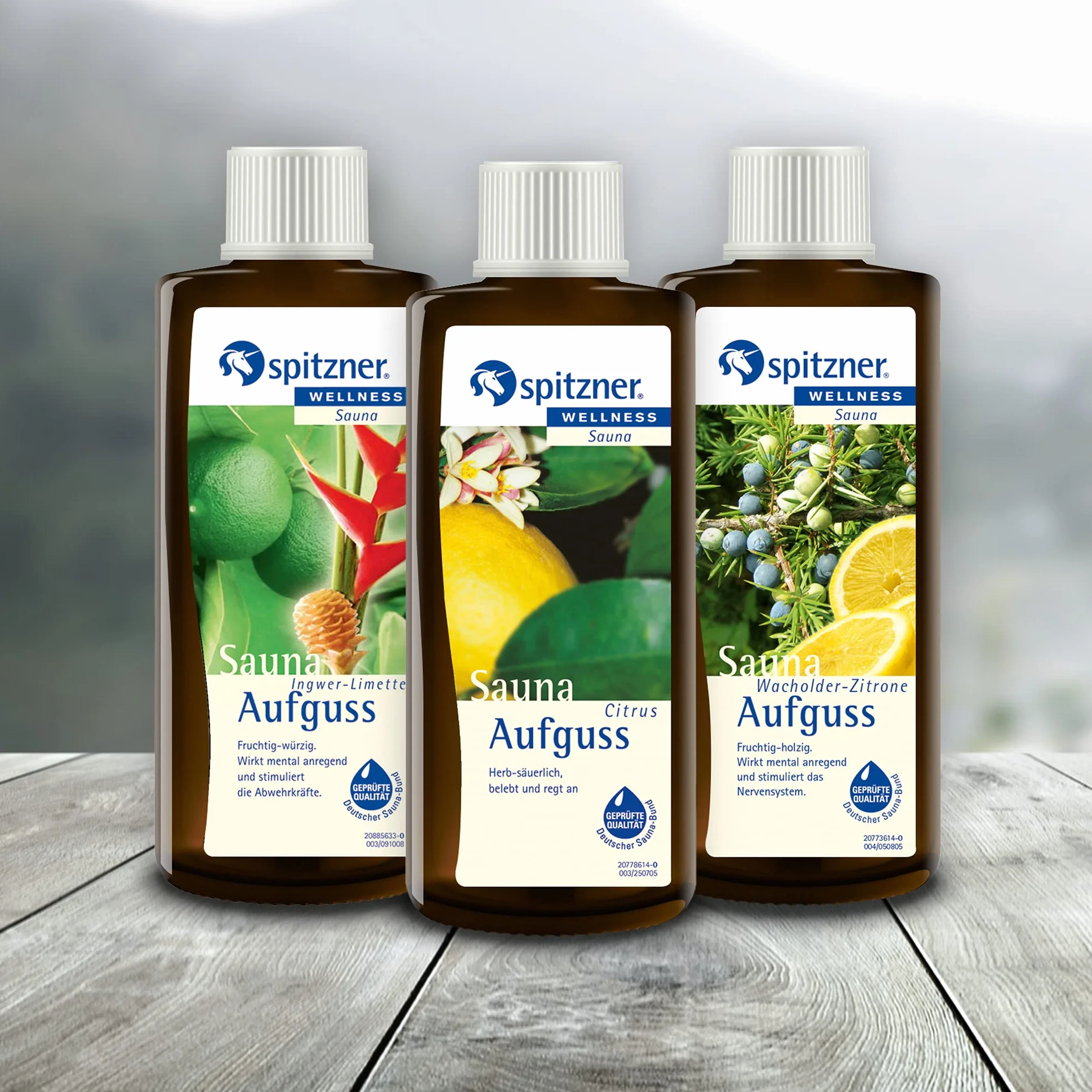 Spitzner Zestaw esencji do sauny 3 x 190 ml imbir limonka cytrusy jałowiec cytrynowy