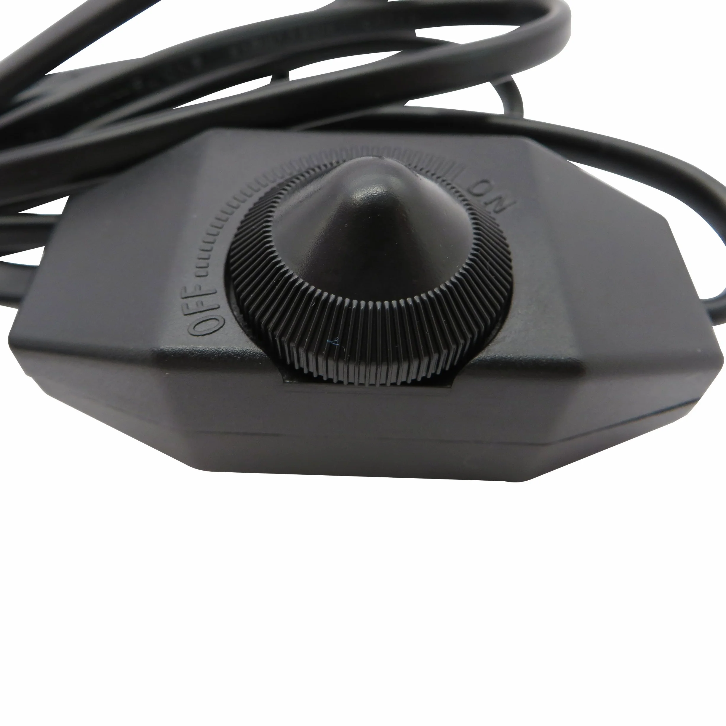 Ściemniacz LED 1-60 W z kablem o długości 2 m (wtyczka + gniazdo), bezstopniowe ściemnianie/ściemnianie (żyłowy ściemniacz obrotowy) do żarówek LED – przełącznik ściemniacza pośredniego (czarny)