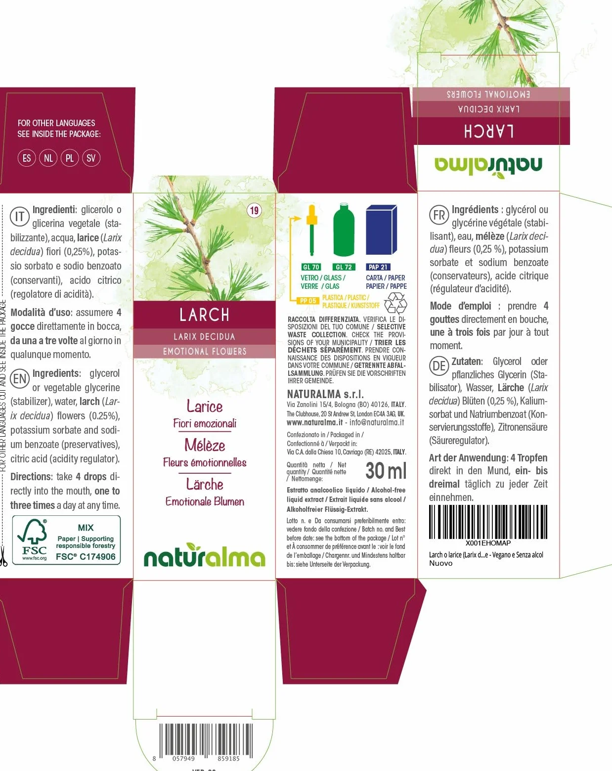 Naturalma Krople 30 ml Płynny ekstrakt bezalkoholowy Esencje kwiatowe Wegański