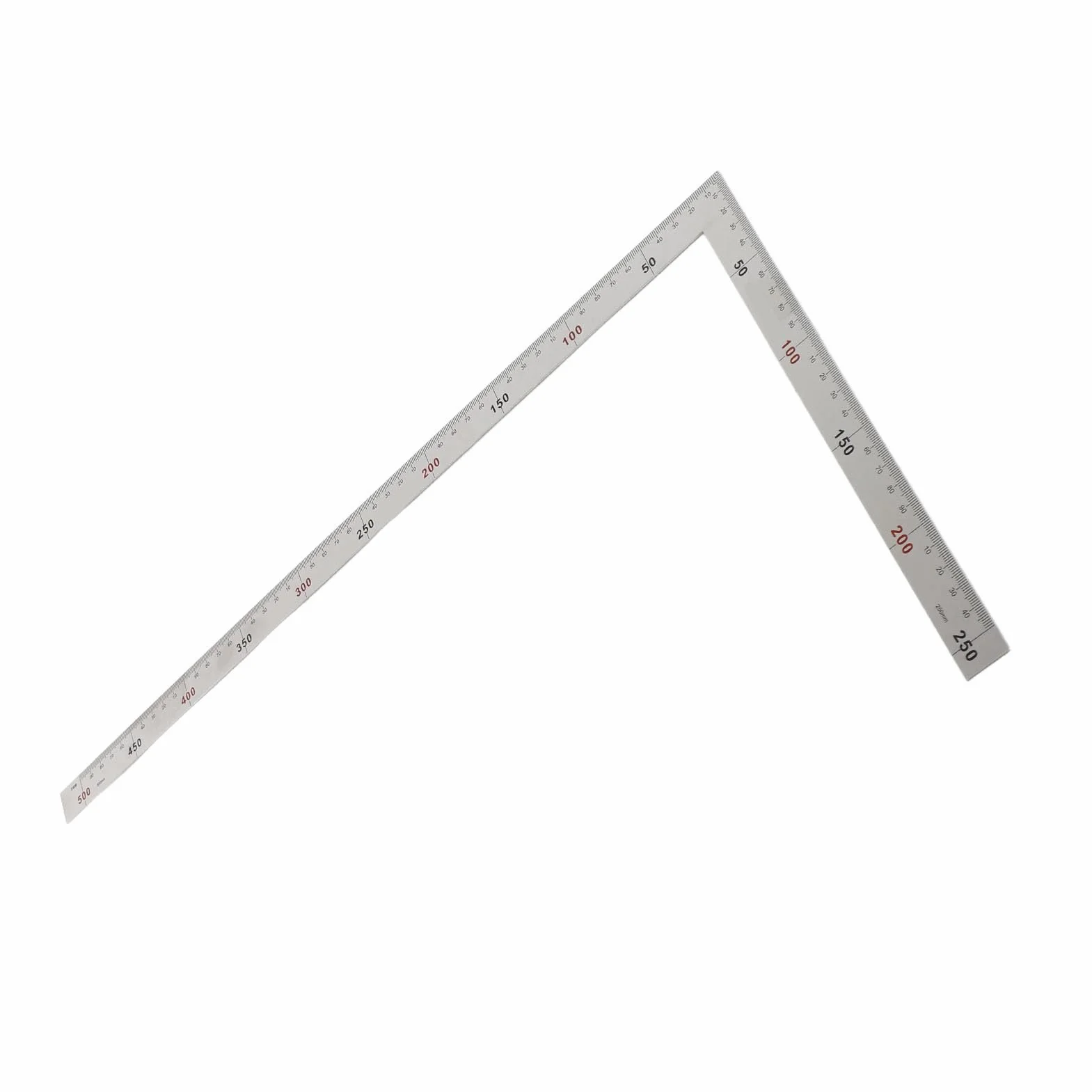 Oumefar Kadrowanie Kwadrat, Stal Nierdzewna 90 Stopni Linijka Kątowa Pomiar Kwadratowe Narzędzie Stolarz Kwadratowy, Metalowy Kształt Litery L Kwadratowa Linijka(500mm*250mm)