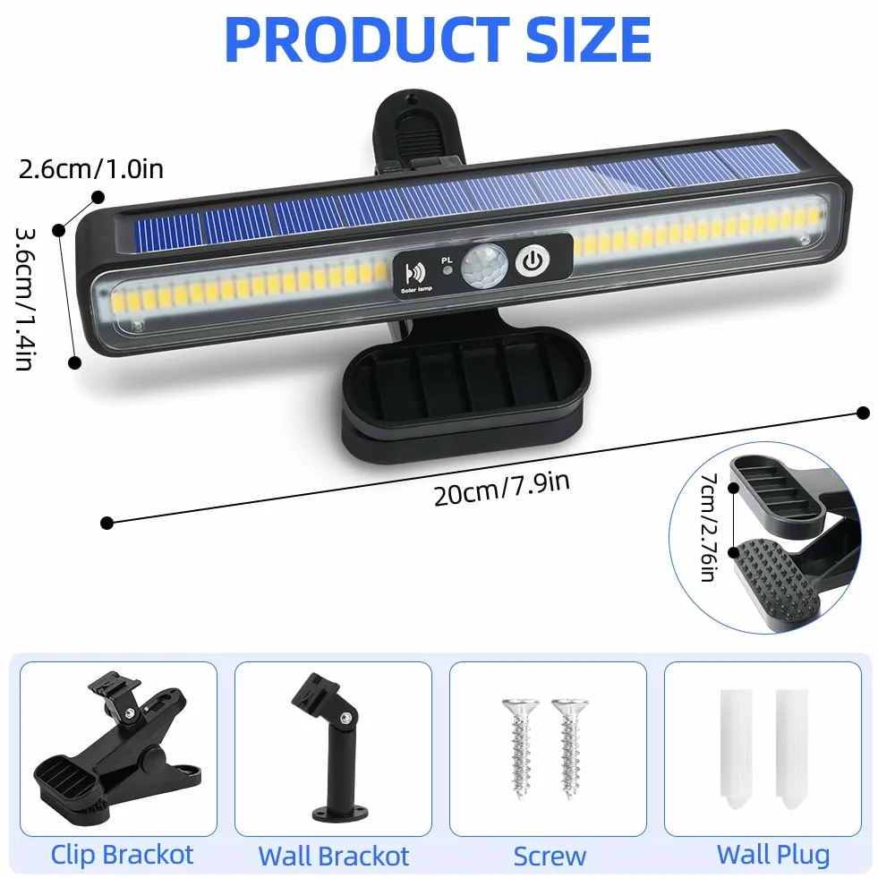 HOTUT Lampy Solarne Clip-on z Czujnikiem Ruchu 3 Tryby IP65 (2 szt.) - Wodoodporne do Drzwi Wejściowych i Tarasu