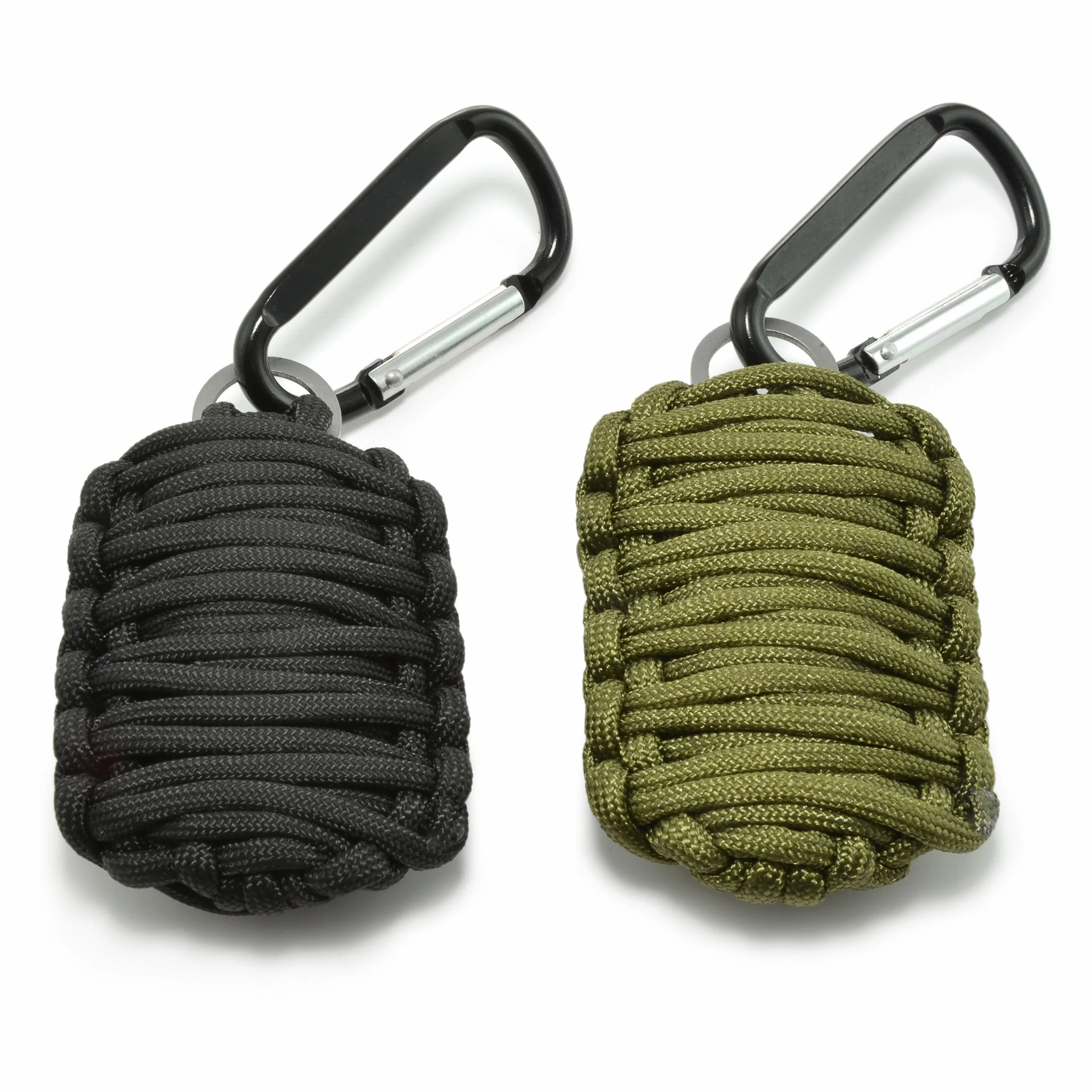 Ganzoo Paracord 550 12 elementow w jednym komplecie awaryjnym, oliwkowy, lina 3,4 m, 51 g, karabinek do mocowania, mini noz, mini pila, krzesiwo, rozpalka, folia aluminiowa, dodatki do wedkowania