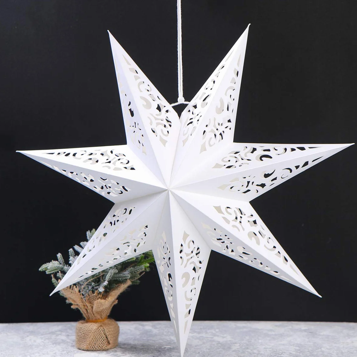 CLISPEED Papierowa latarnia z motywem gwiazd, 45 cm, wisząca, na Boże Narodzenie, papierowa gwiazda 3D, wisząca dekoracja, papierowe lampiony na wesele, Boże Narodzenie, jako dekoracja