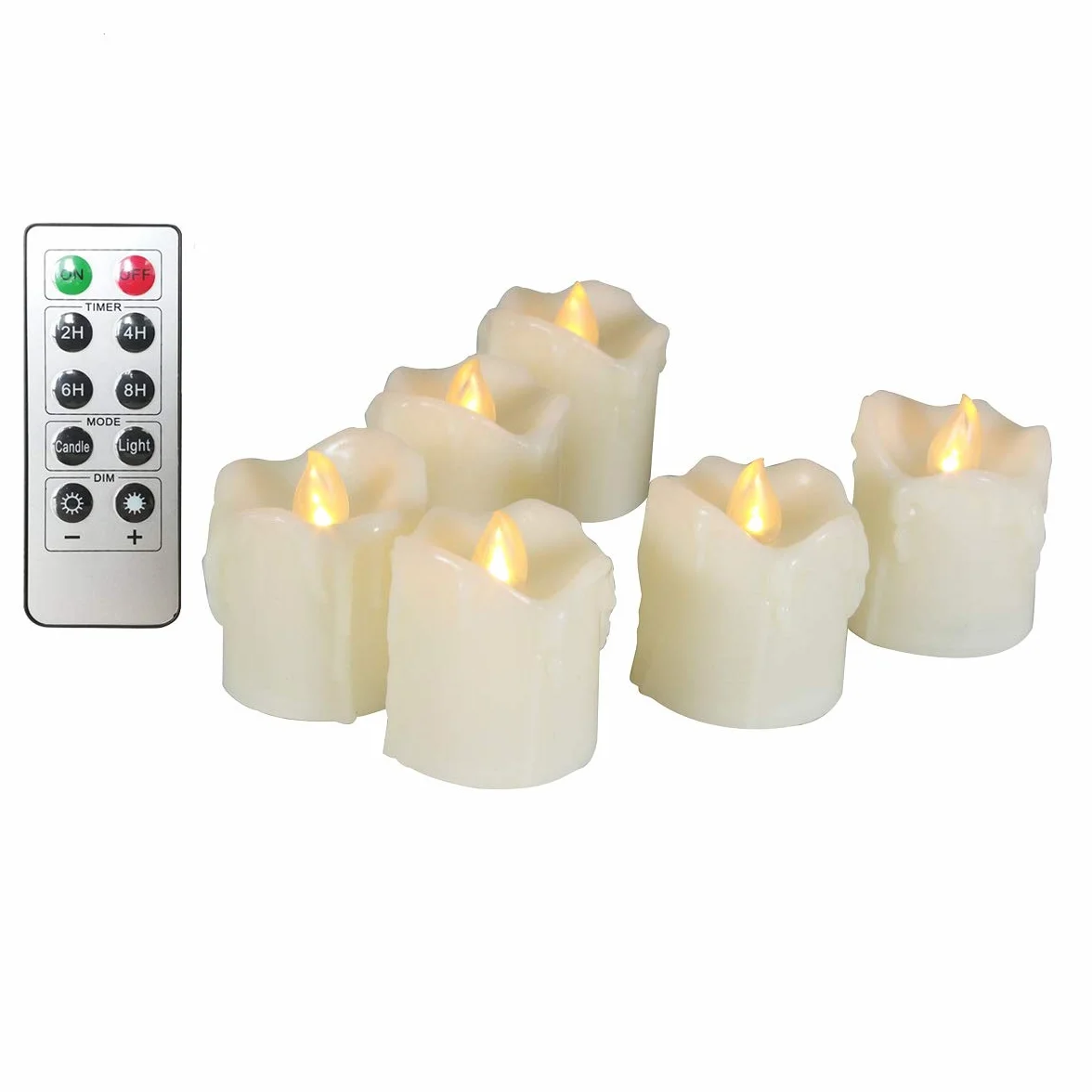 Świece bezpłomieniowe, realistyczne, migoczące świeczki LED typu tealight, 300 godzin światła non-stop, z pilotem zdalnego sterowania i timerem 2/4/6/8 godzin, kolor kości słoniowej, 6 sztuk/opakowanie.
