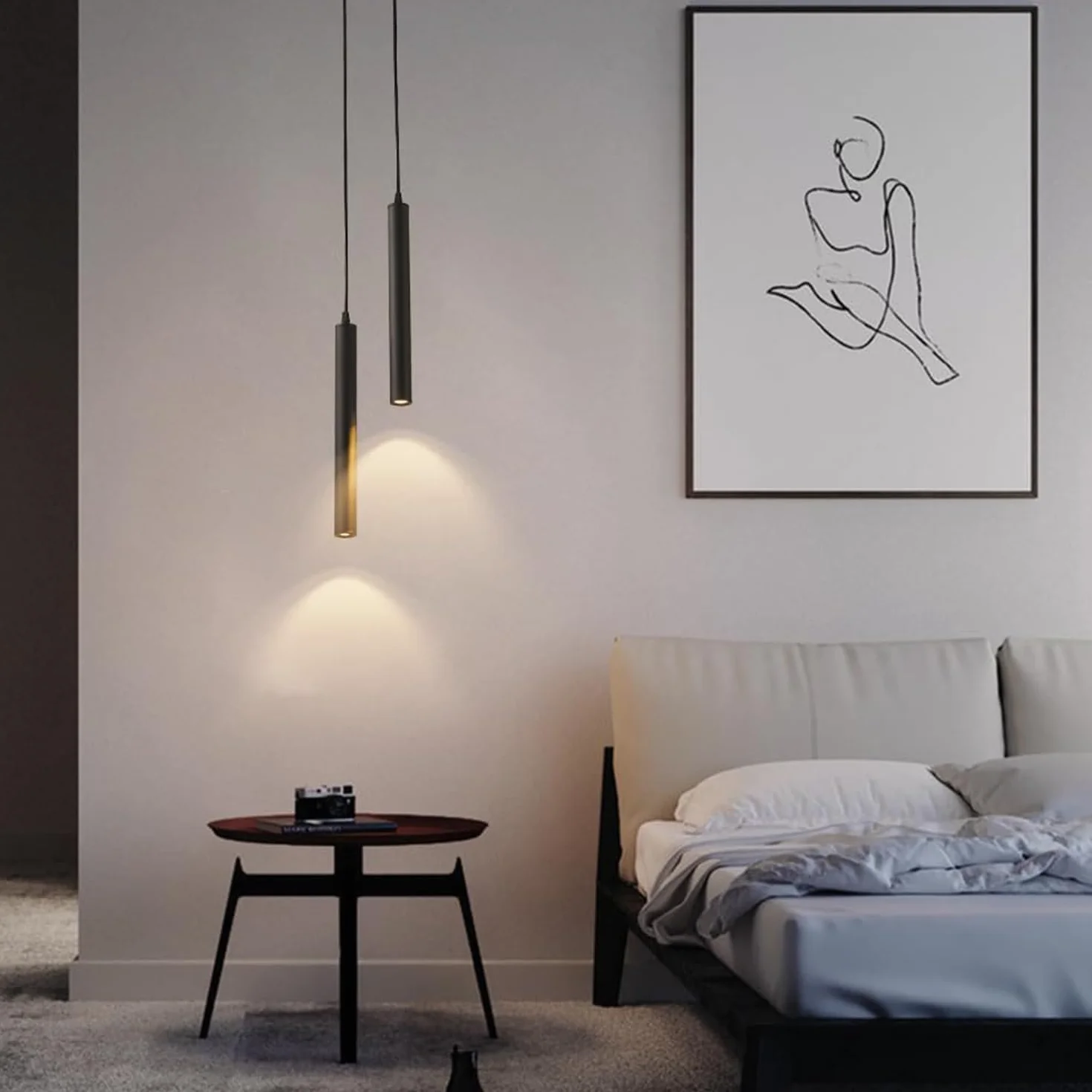 Lampa wisząca LED nowoczesny minimalistyczny żyrandol design 2 reflektory LED oprawa sufitowa aluminiowa lampa wisząca czarna do jadalni sypialni salonu, 30 cm