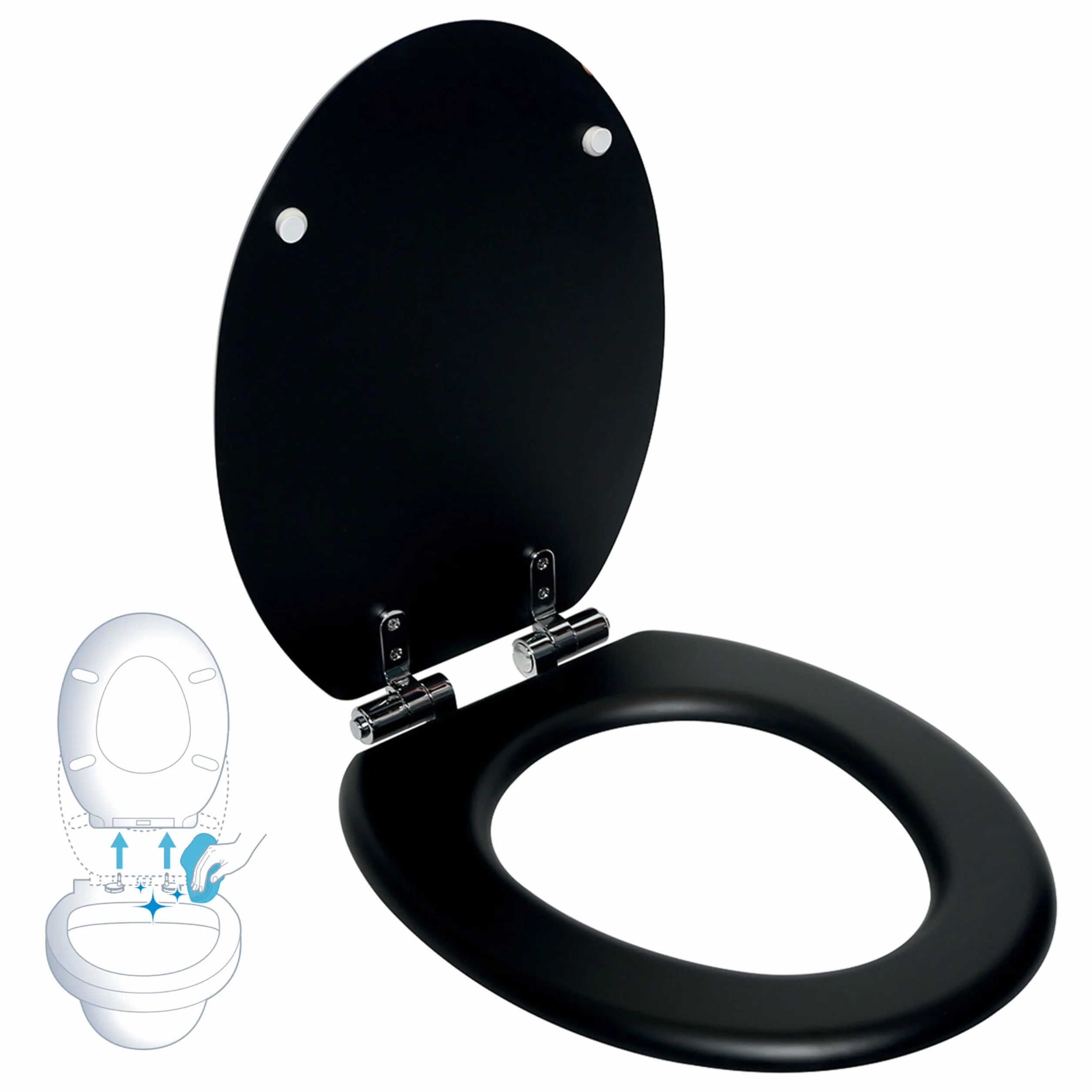 SENSEA - Deska sedesowa PURITY – owalna – wolnoopadająca – deska sedesowa z funkcją Quick Release – maks. 150 kg – MDF FSC – czarna – deska sedesowa – deska sedesowa – deska sedesowa – deska sedesowa