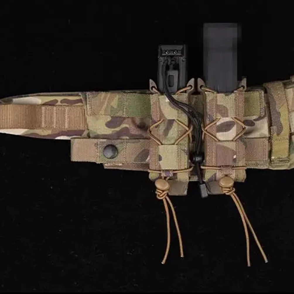 Tatical 9MM 1911 Kabura Na Magazynek Uniwersalny Montowany Na Pasku Bungee Retention Airsoft Podwójny Pistolet MAG Etui MOLLE Podwójny Stos (Color : BK)