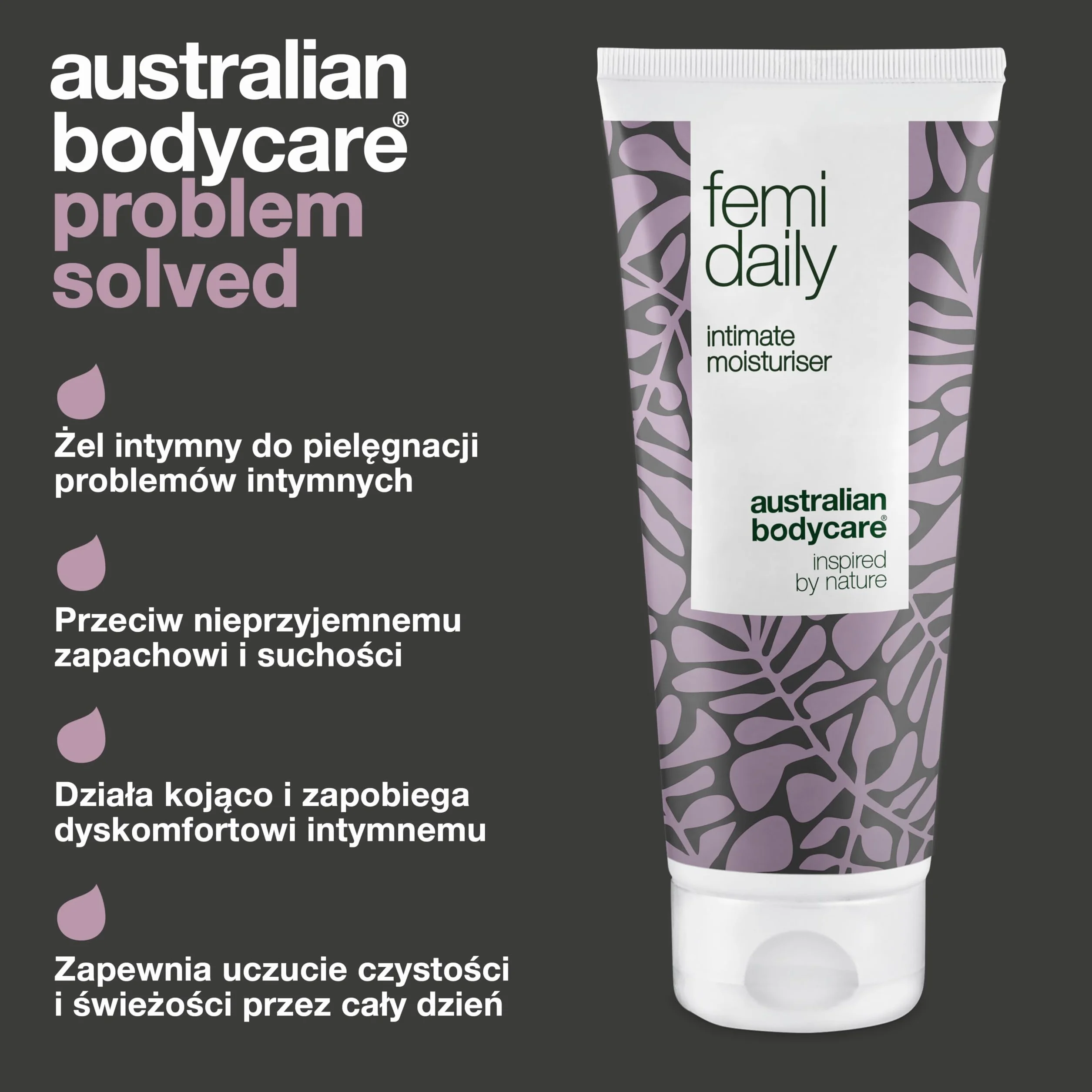 Australian Bodycare Femi Daily, 100ml | Żel do pielęgnacji i dbania o dobre środowisko partii intymnych | Zwalcza nieprzyjemny zapach, dyskomfort i suchość | Z 100% Olejkiem z Drzewa Herbacianego