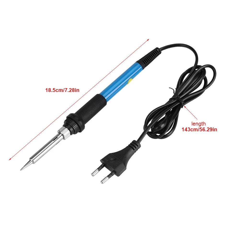 220V 60W lutownica z regulacją temperatury 200-480°C elektryczna lutownica z przyciskiem włączania/wyłączania [wtyczka EU 220V]