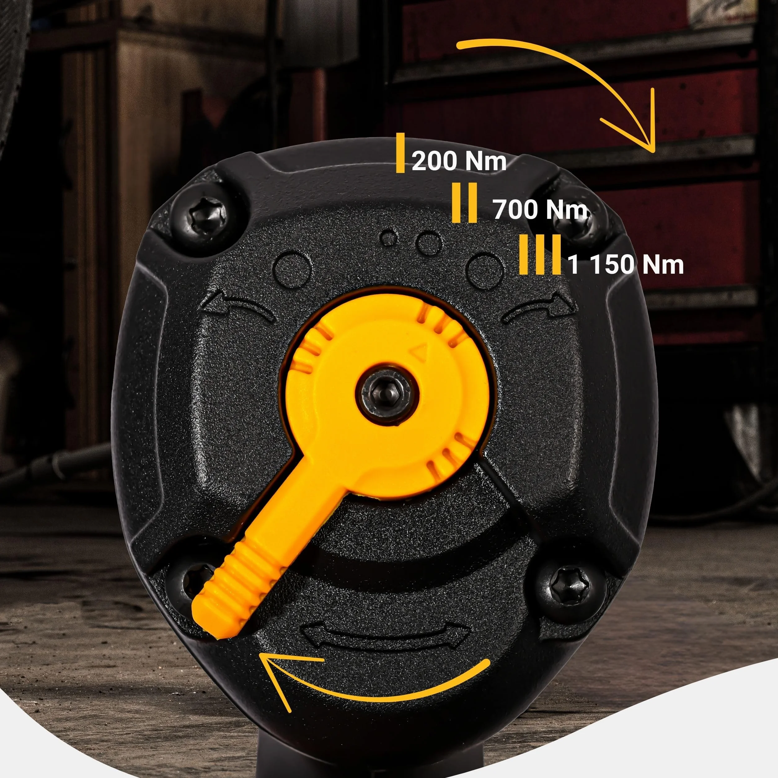Klucz udarowy pneumatyczny 1650 Nm • Twin Hammer • Quick Switch 3 biegi • 1/2″ napęd • 8000 obr./min • 114 l/min • 2 kg • Profesjonalny klucz BESTEN BE0002884
