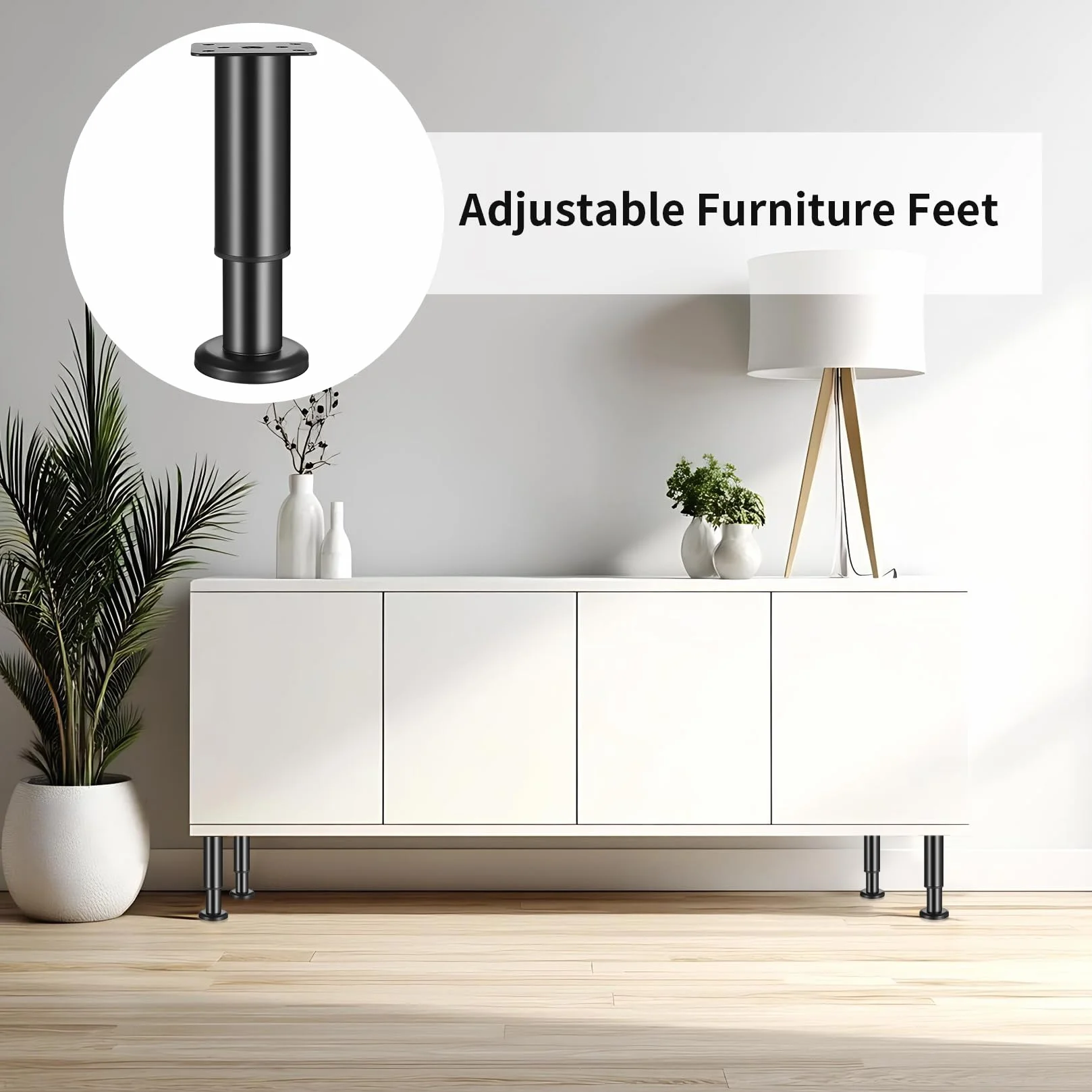 4 szt. nóżki meblowe z regulacją wysokości 12-18 cm, regulowane nóżki meblowe, nogi poziomujące, nogi do mebli stół krzesło sofa rozkładana szafka półki na sofy