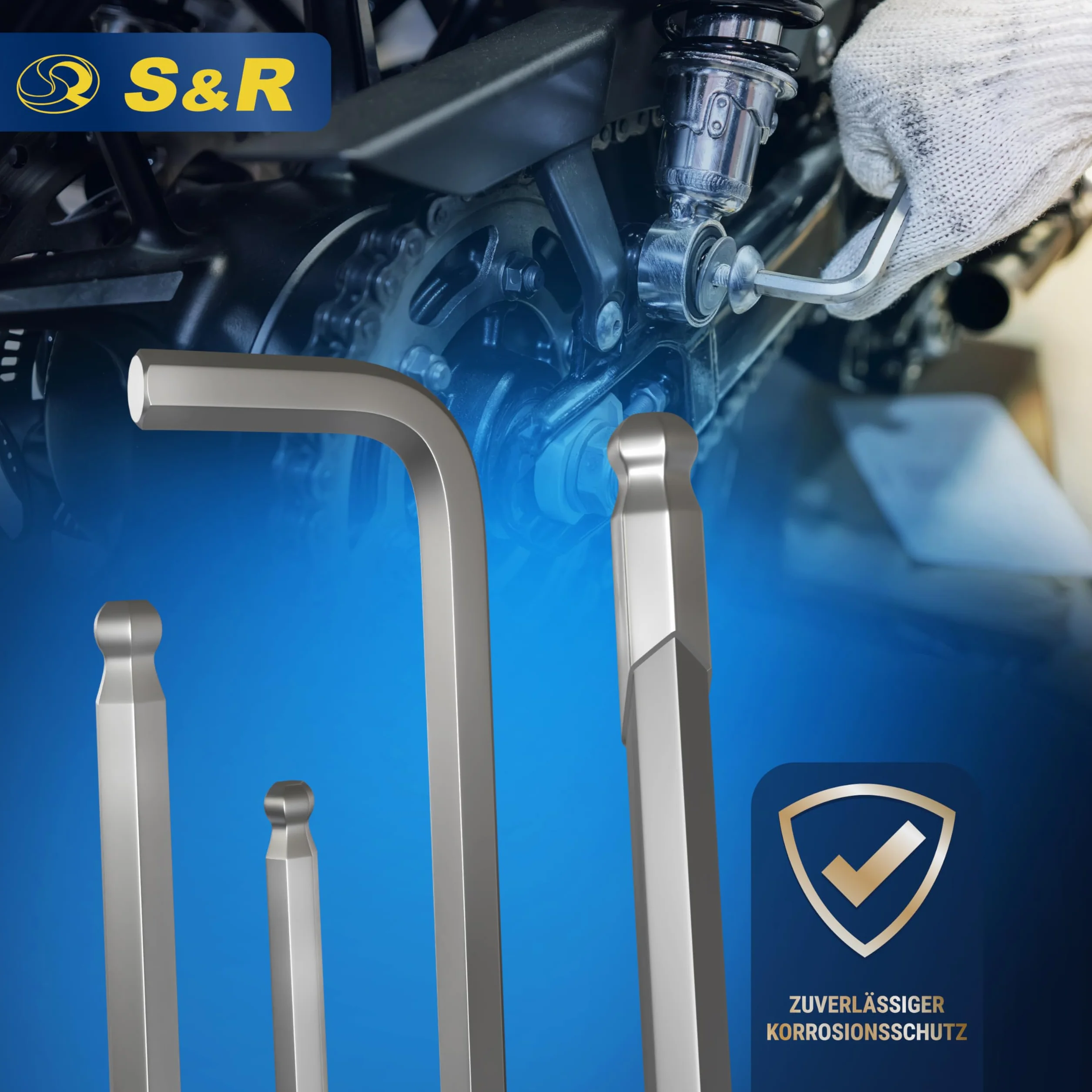 S&R 13-częściowy zestaw kluczy imbusowych HX, z głowicą kulową, sześciokątny długi, 1,27 do 10 mm, hartowana stal Cr-V, ochrona przed korozją, z klipsem z tworzywa sztucznego