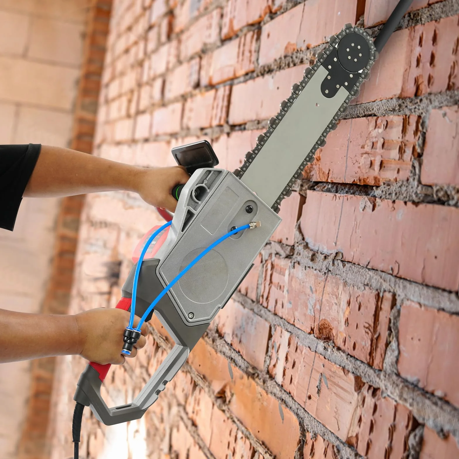 Elektryczna piła łańcuchowa do betonu 5800 W, 0-6300 obr./min, głębokość cięcia 350 mm, maszyna do cięcia kamienia z łańcuchem diamentowym i inteligentnym sprzężeniem pompy wodnej, maszyna do cięcia