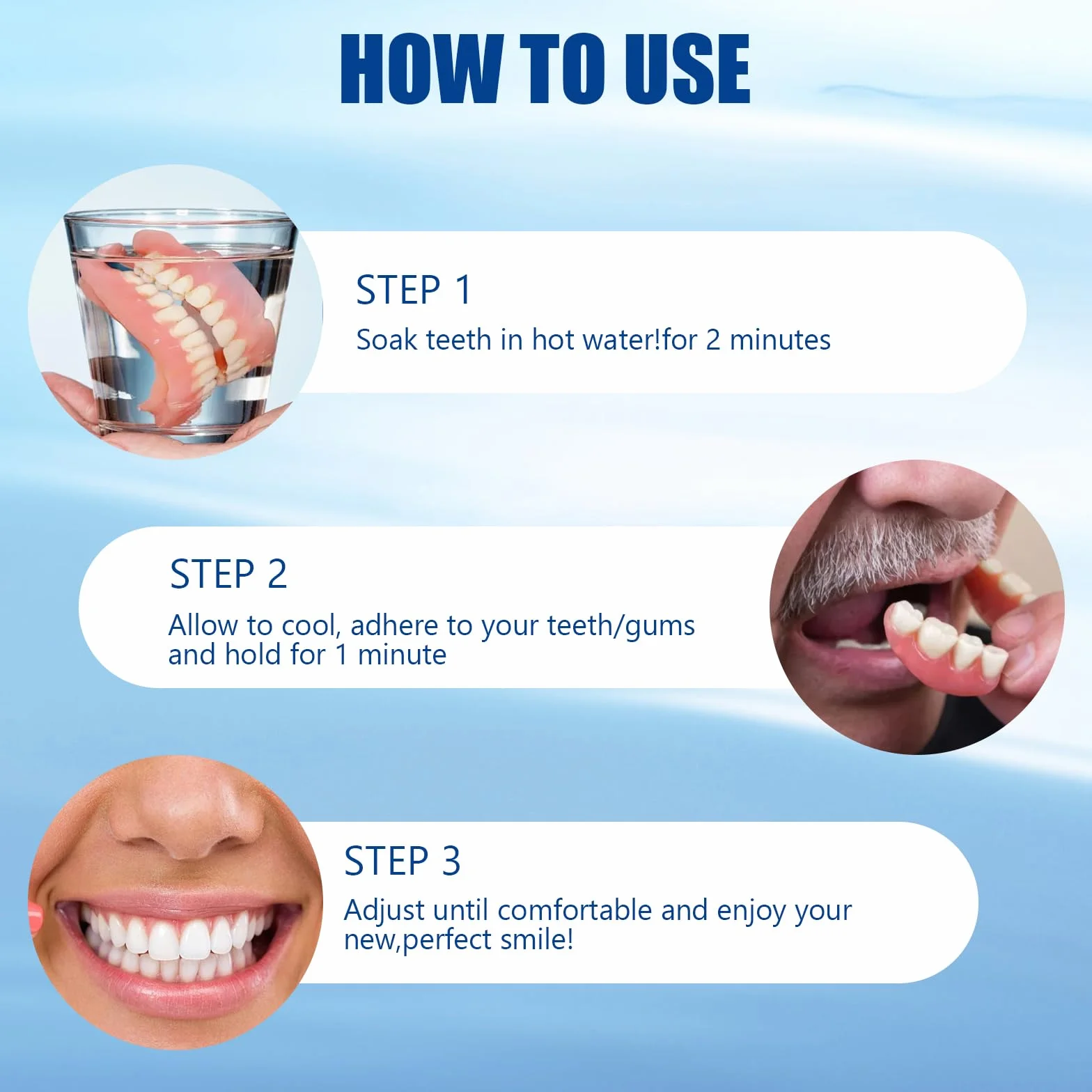 Furzero Bikenda zestaw do modyfikacji protez zębowych Gebiss Denture Silicone Reline Kit Silikonowe protezy zębowe Kompletne silikonowe protezy zębowe Protezy dla ludzi W zestawie z 1 pomarańczową