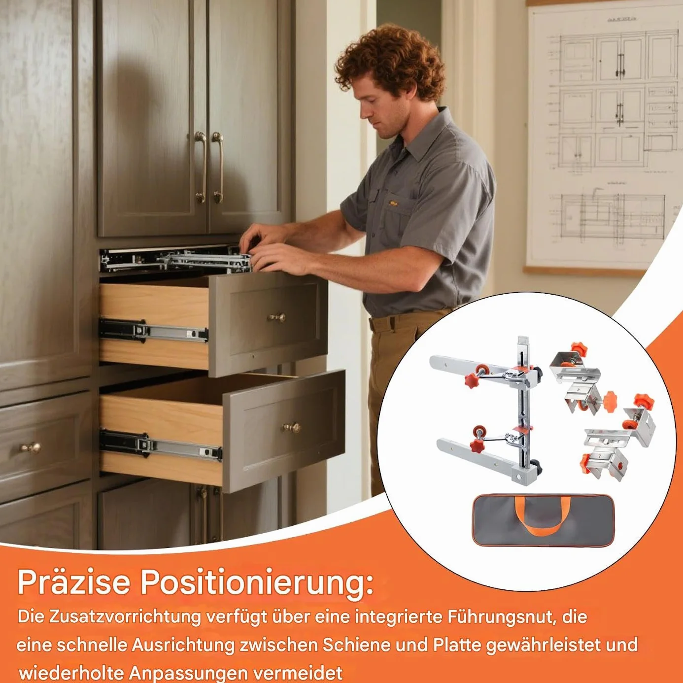 Drawer Slide Jig Prowadniki wyrównywania montażu mebli | Narzędzia instalacyjne szafek meblowych Do kuchni, szafek, komód i warsztatu