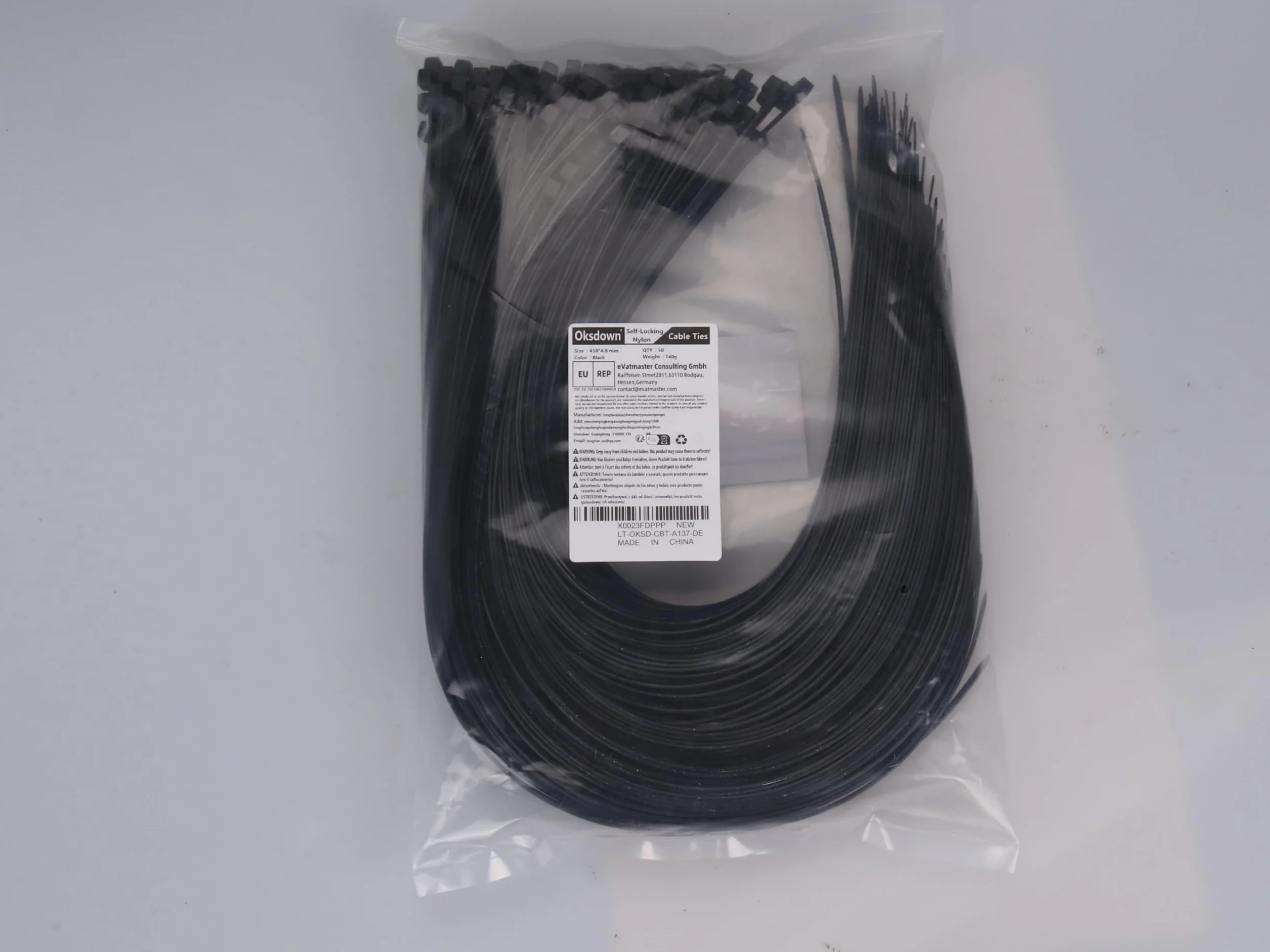 Opaski kablowe, 450 x 4,8 mm, czarne, grube, wytrzymałe, duże, nylonowe, plastikowe, samozaciskowe, 45 cm, bardzo długie opaski, 50 sztuk