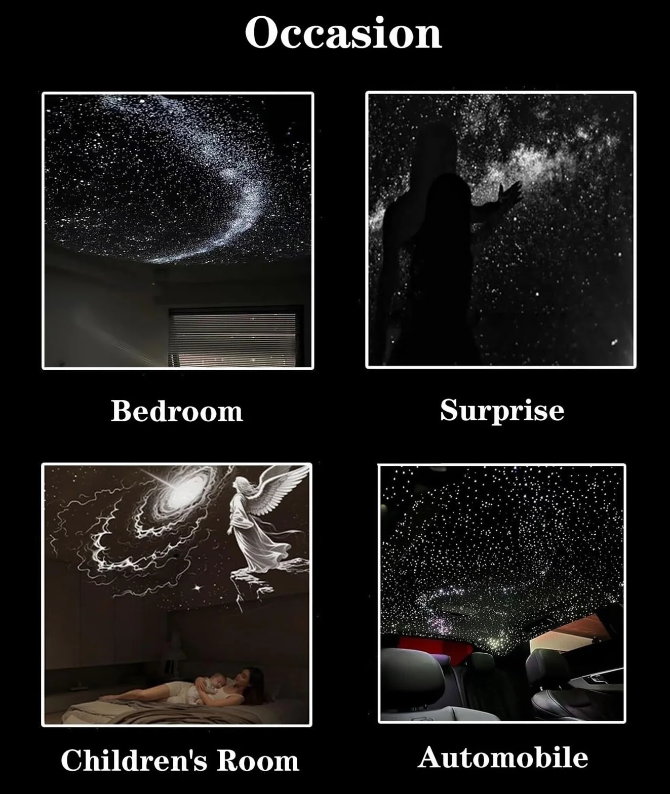 Projektor Galaxy 2 W 1 Lampka Nocna, Projektor Galaxy Night Light Lampa Projektora USB Star Z Obracającymi Się Filmami O Galaktykach I Konstelacjach Przestrzenna Lampa Sufitowa(12 Projection Films)