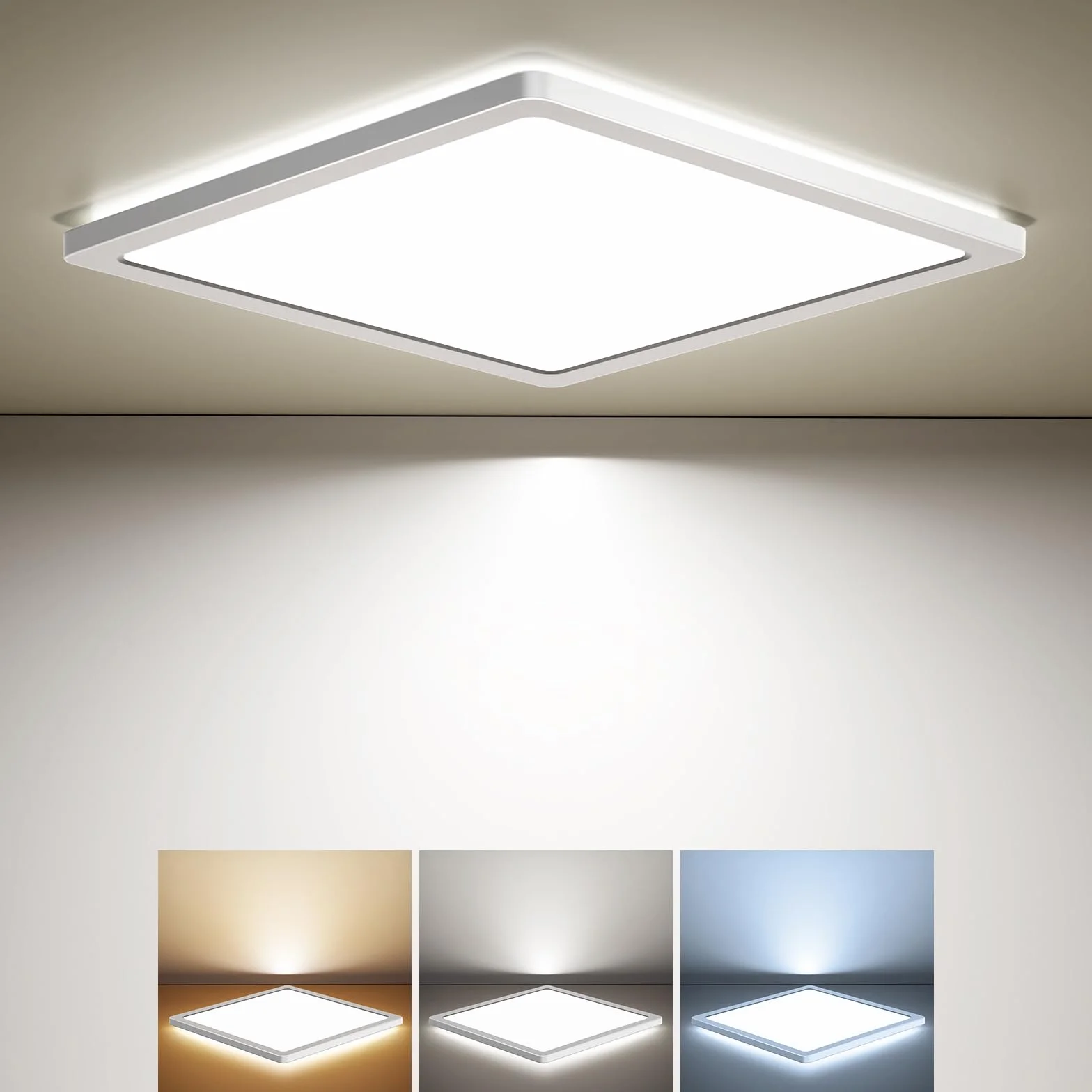 BLNAN LED Sufitowa Lampa, 18W Płaska Lampa Sufitowa Ciepła Neutralna Chłodna Biel 3000K/4000K/5000K, Panel z Podświetleniem, 1800lm do Korytarza, Sypialni, Kuchni, Łazienki, Balkonu, Piętra 22cm