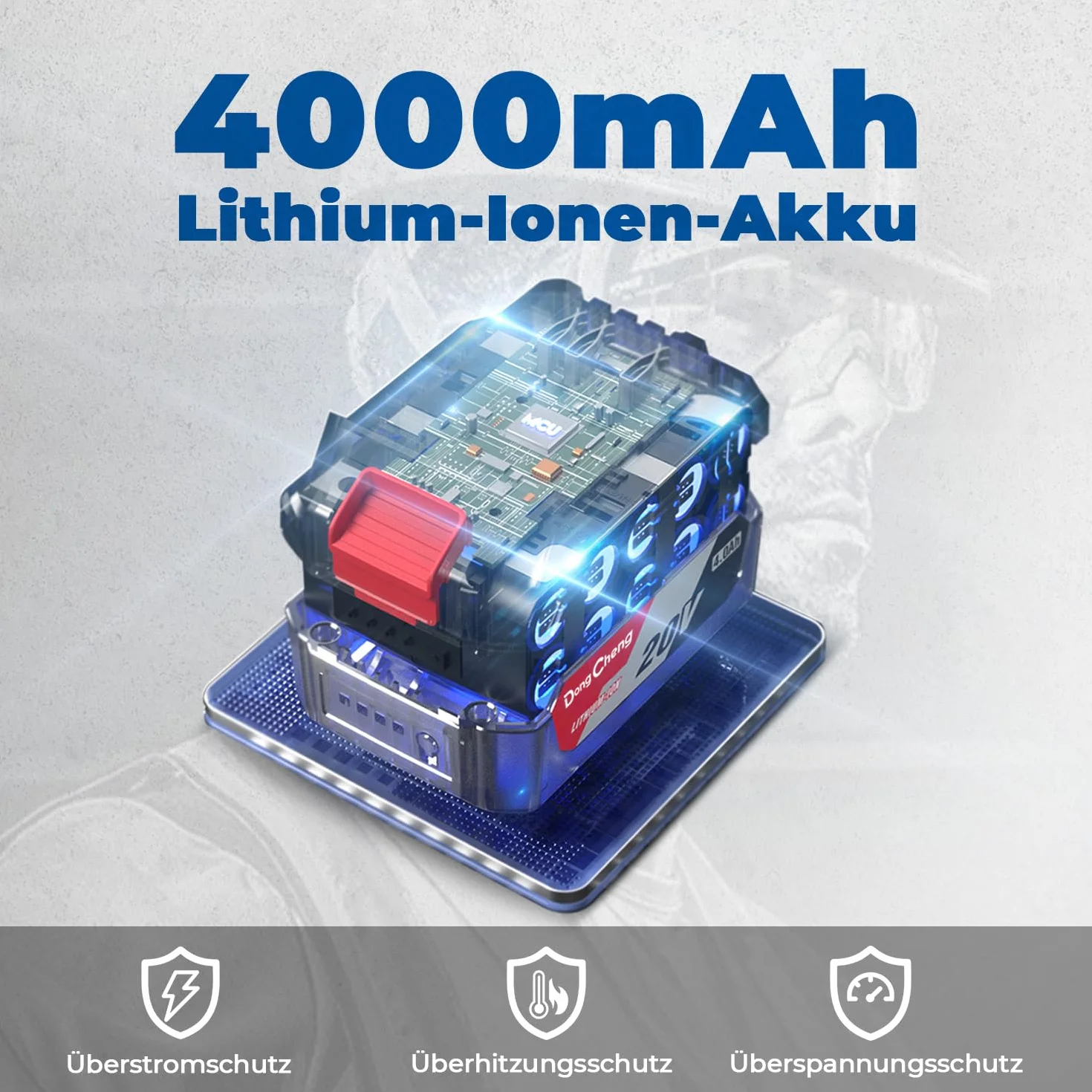 Dong Cheng Akumulatorowa wkrętarka udarowa 18 V, mocowanie 1/2", moment obrotowy 488 Nm, moment zwalniający 682 Nm, bezszczotkowa akumulatorowa wkrętarka udarowa, 3 poziomy mocy, w zestawie akumulator