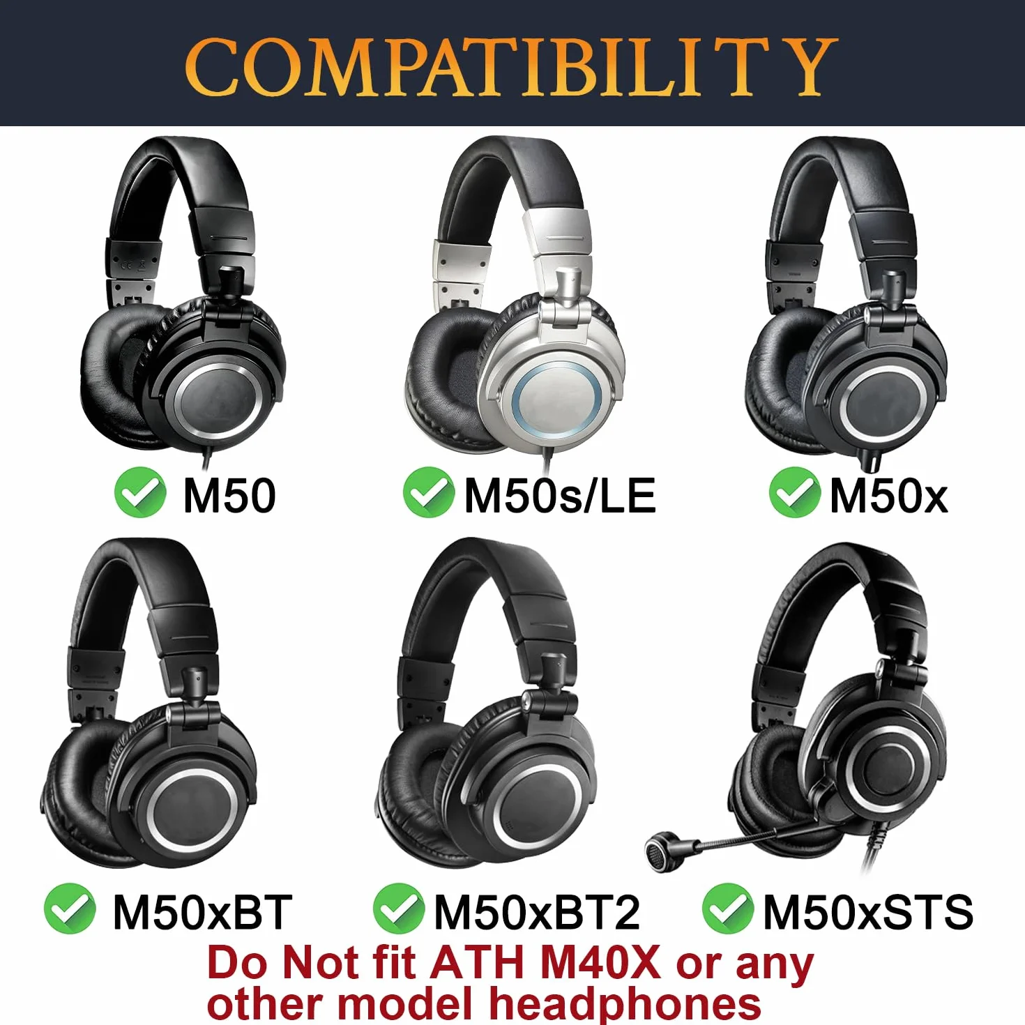 SOULWIT Osłona ochronna do Audio Technica ATH M50/M50X/M50XWH/M50XBT/M50XBT2/M50S/LE słuchawki pałąk opaska na głowę