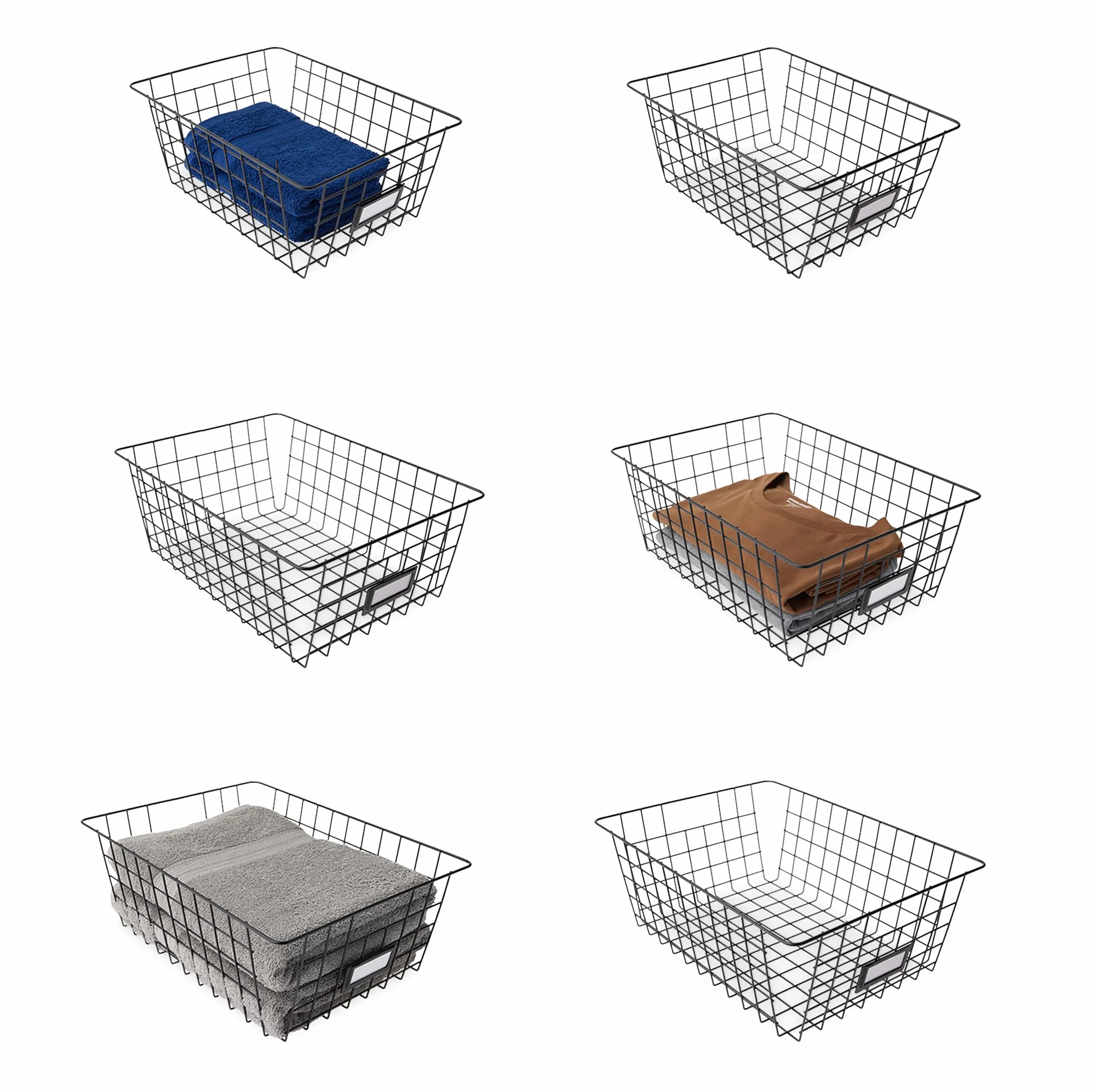 Amazon Basics Druciane kosze do przechowywania 6 sztuk czarne