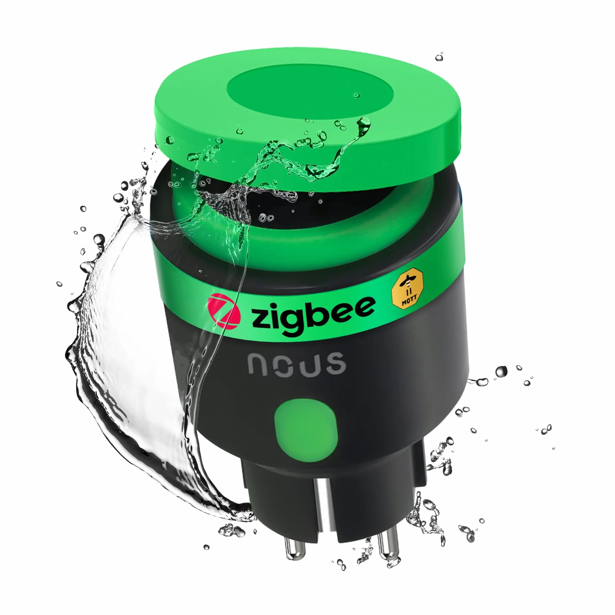 NOUS Zigbee inteligentne gniazdko zewnętrzne, IP44, inteligentne gniazdko z pomiarem zużycia, kompatybilne z akcesoriami Alexa, urządzeniami Smart Home, Google Home, Smart Life, 2MQTT, 16 A