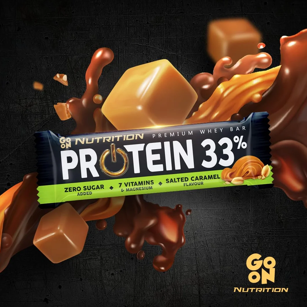 GoOn NUTRITION Batony proteinowe bez cukru 33% z izolatami białka mlecznego Karmel solony 3 x 50g