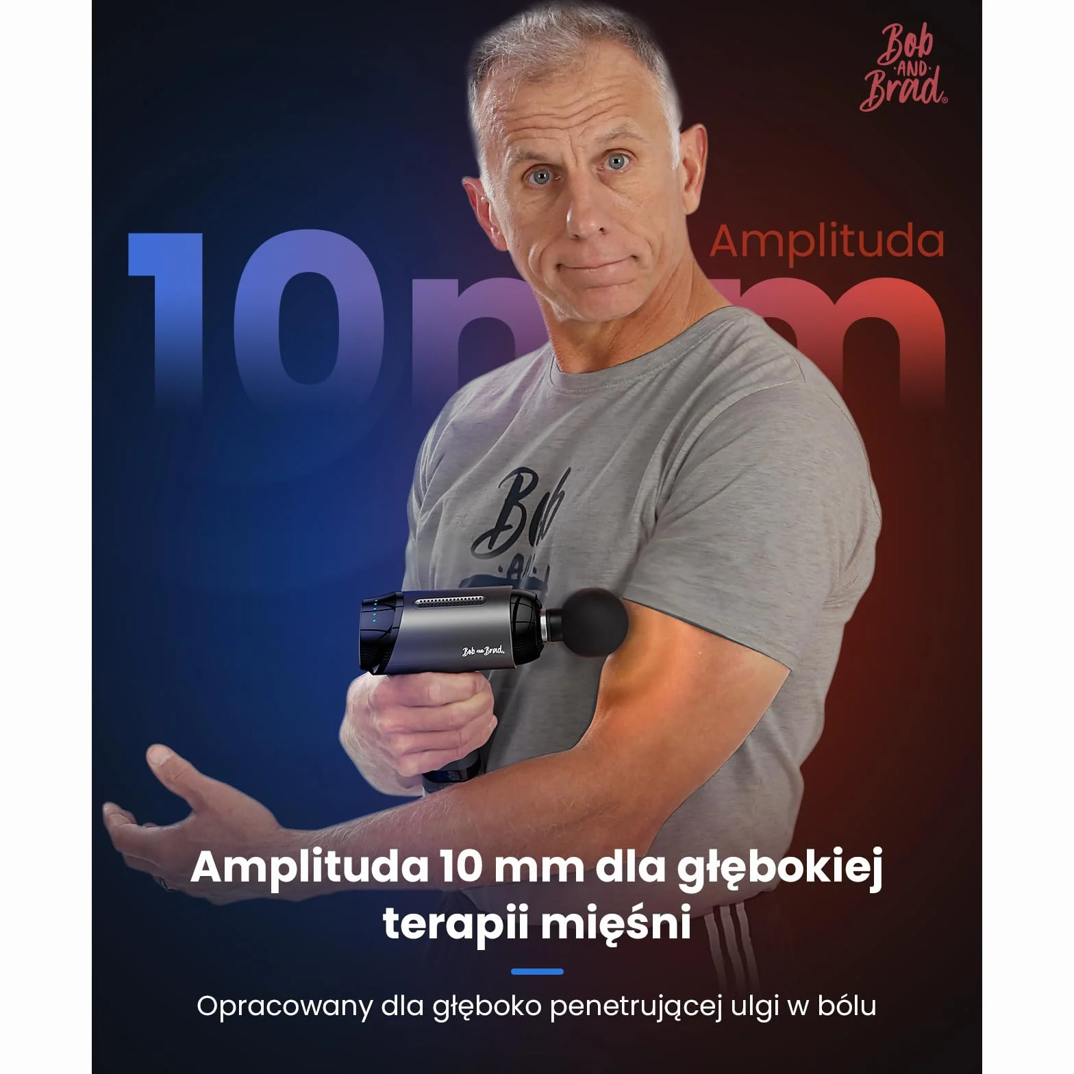 Pistolet do masażu z terapią ciepłem i zimnem, Bob and Brad T2 Pro Massage Gun z baterią 4000 mAh i amplitudą 10 mm, Ręczny perkusyjny masażer z przenośnym futerałem, do odzyskiwania bólu mięśni