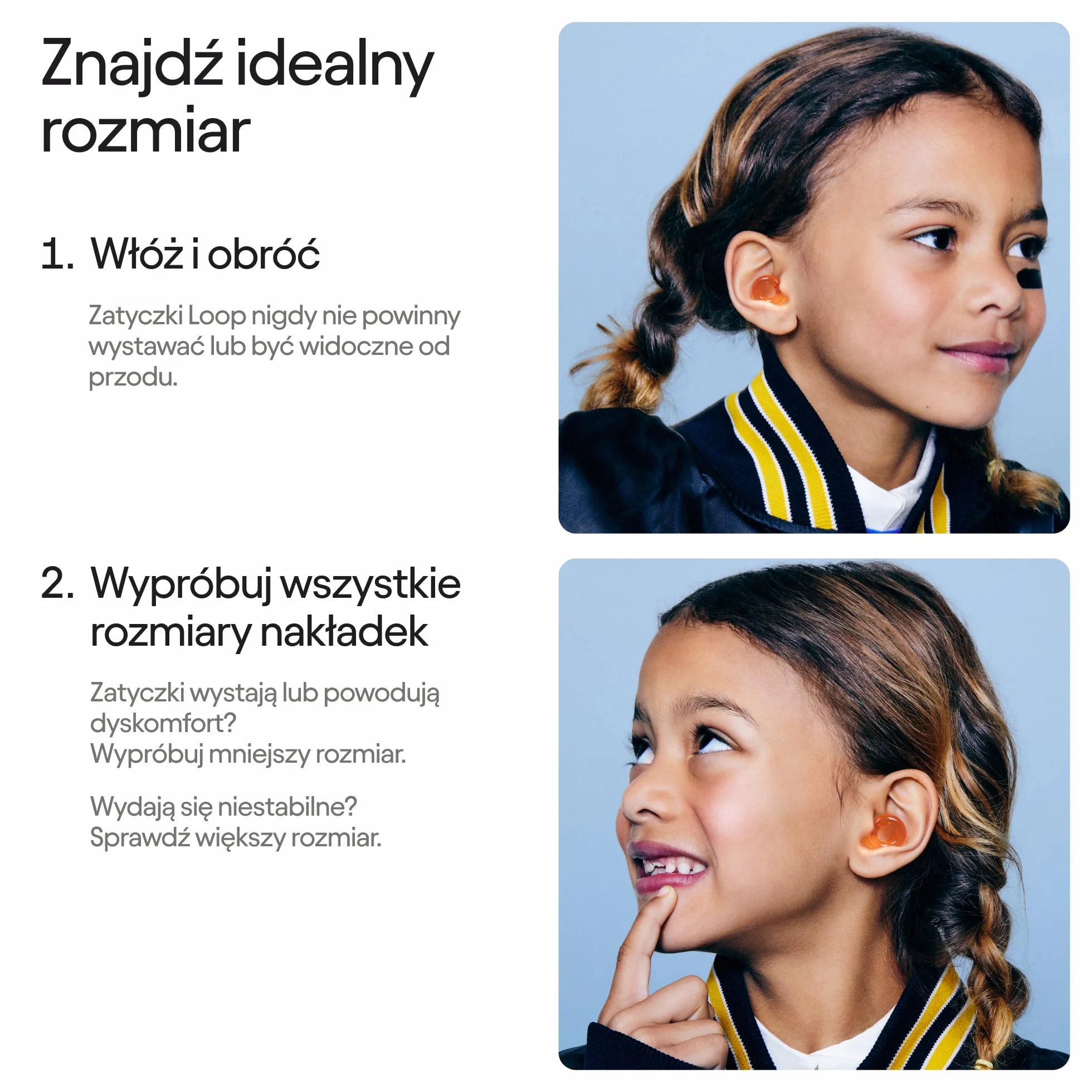 Loop Engage Kids 2 (6-12 lat) – wielokrotnego użytku codzienna ochrona przed hałasem dla dzieci | dziecięce zatyczki do uszu: koncentracja, szkoła, dom, zabawa – zatyczki tłumiące hałas o 16 dB