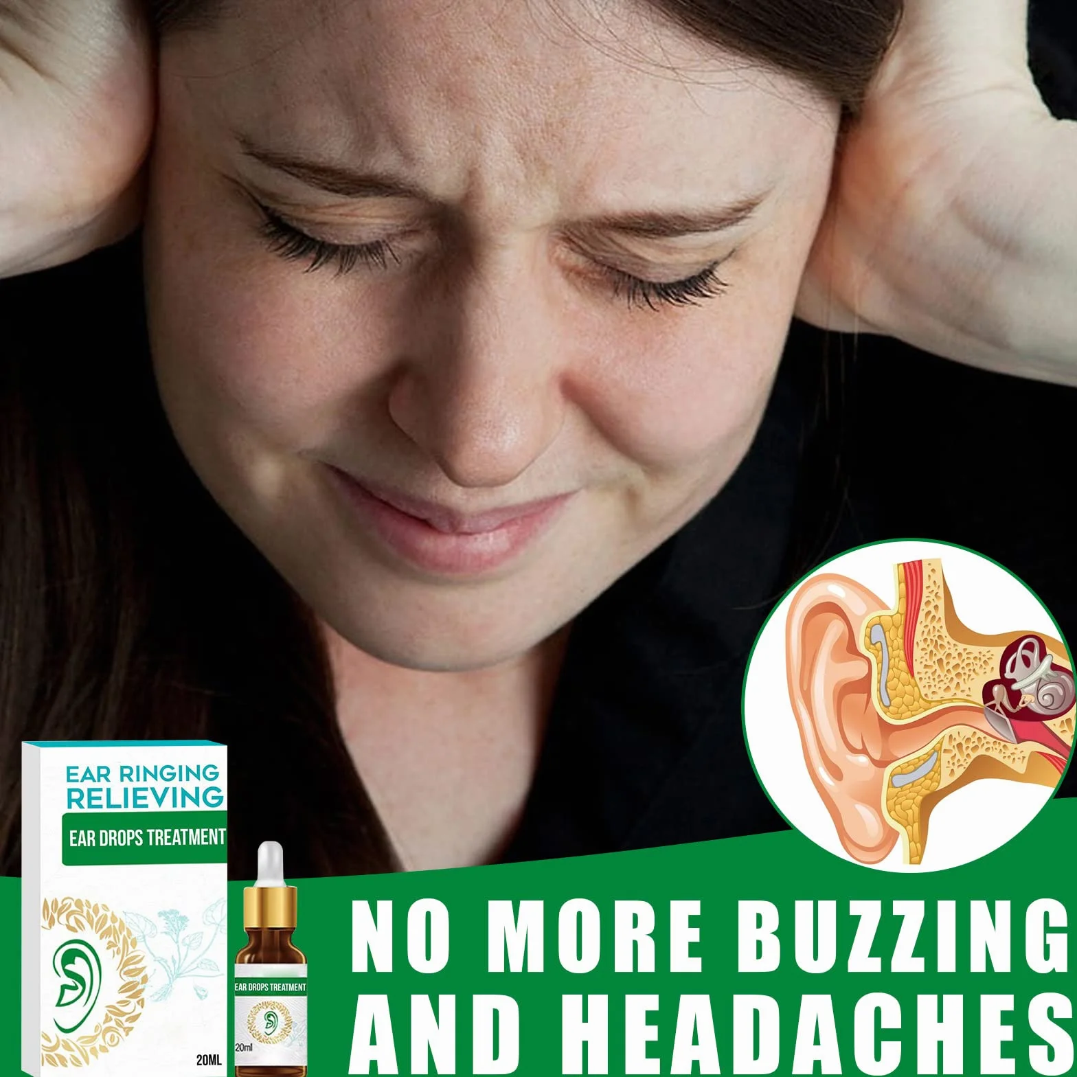 Tinnitus krople do uszu, 20 ml, olej do leczenia dzwonienia w uszach, krople do uszu, łagodzą bóle słuchu, łagodzą szumy uszne, krople do szumów usznych, leczenie szumów usznych