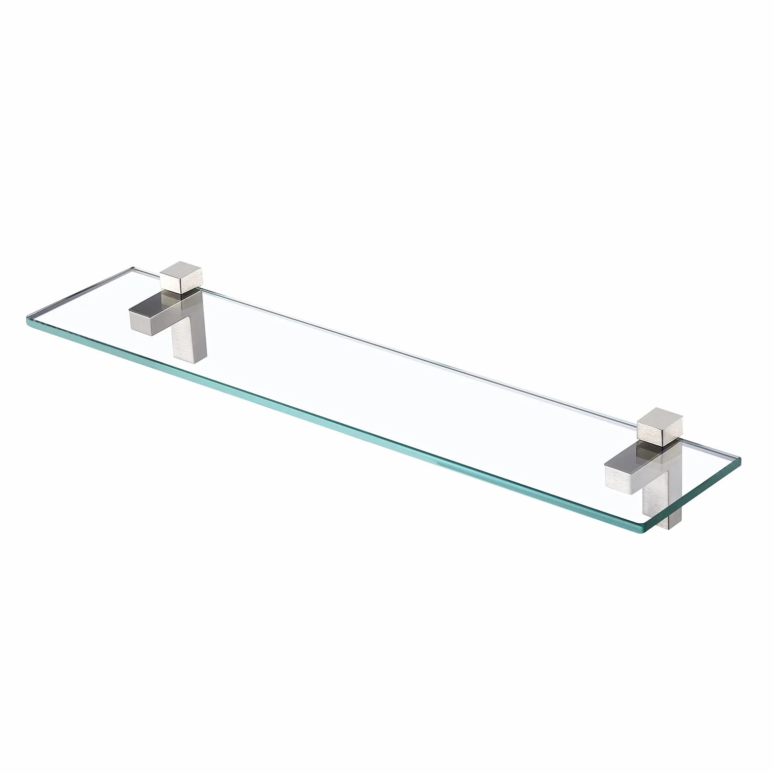 KES Półka ze szkła hartowanego 60 cm półka łazienkowa montowana na ścianie 8 mm bardzo gruby prostokątny wspornik ze szczotkowanego niklu, BGS3201S60-2