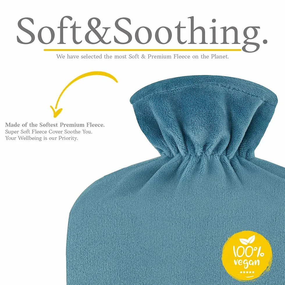 Hot Water Bottle with Fleece Cover 2L Heating Pad for Menstrual Cramps
