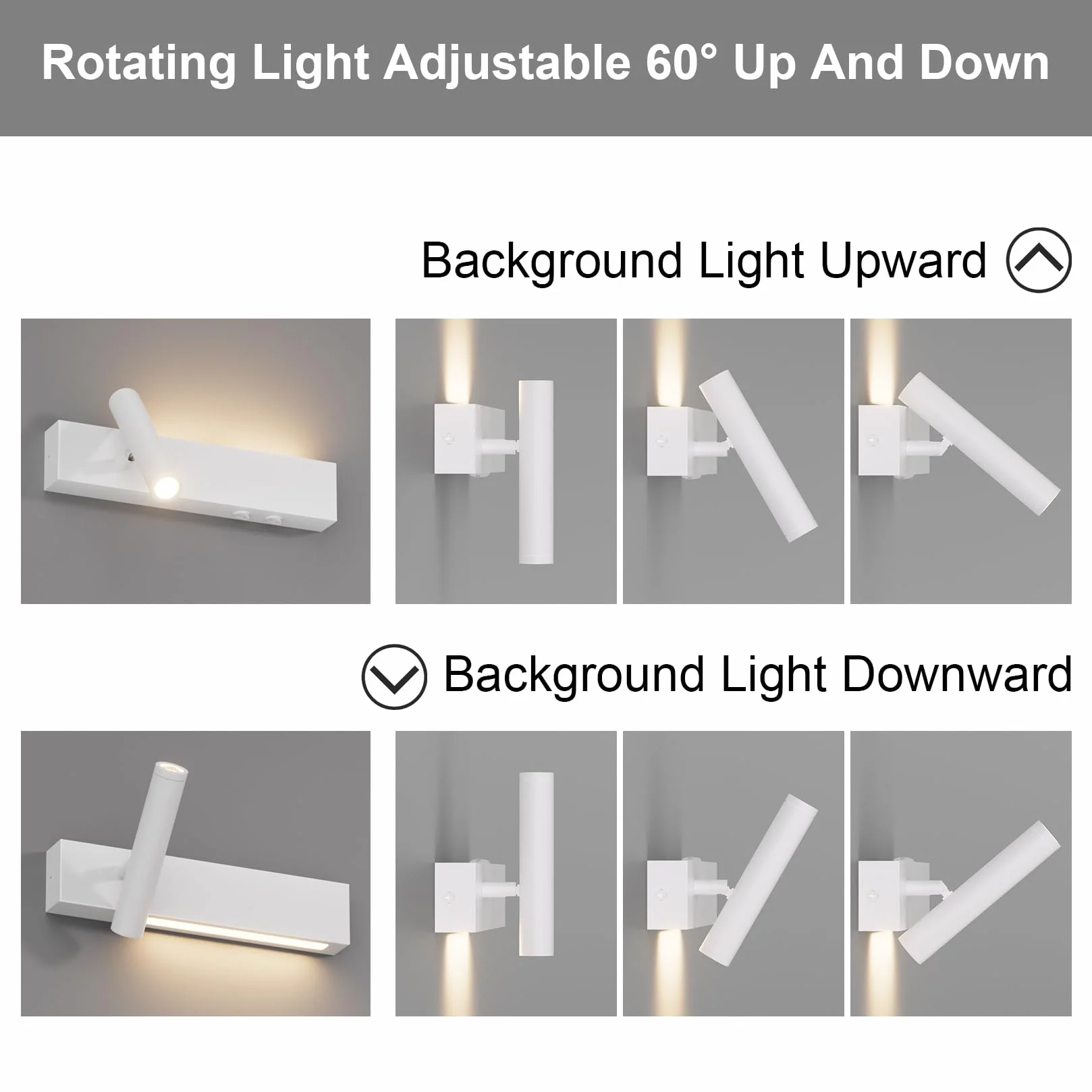 Klighten Lampa ścienna LED 2-punktowa 3W+3W 3000K obracana 330° regulowana 60° aluminium ciepła biel