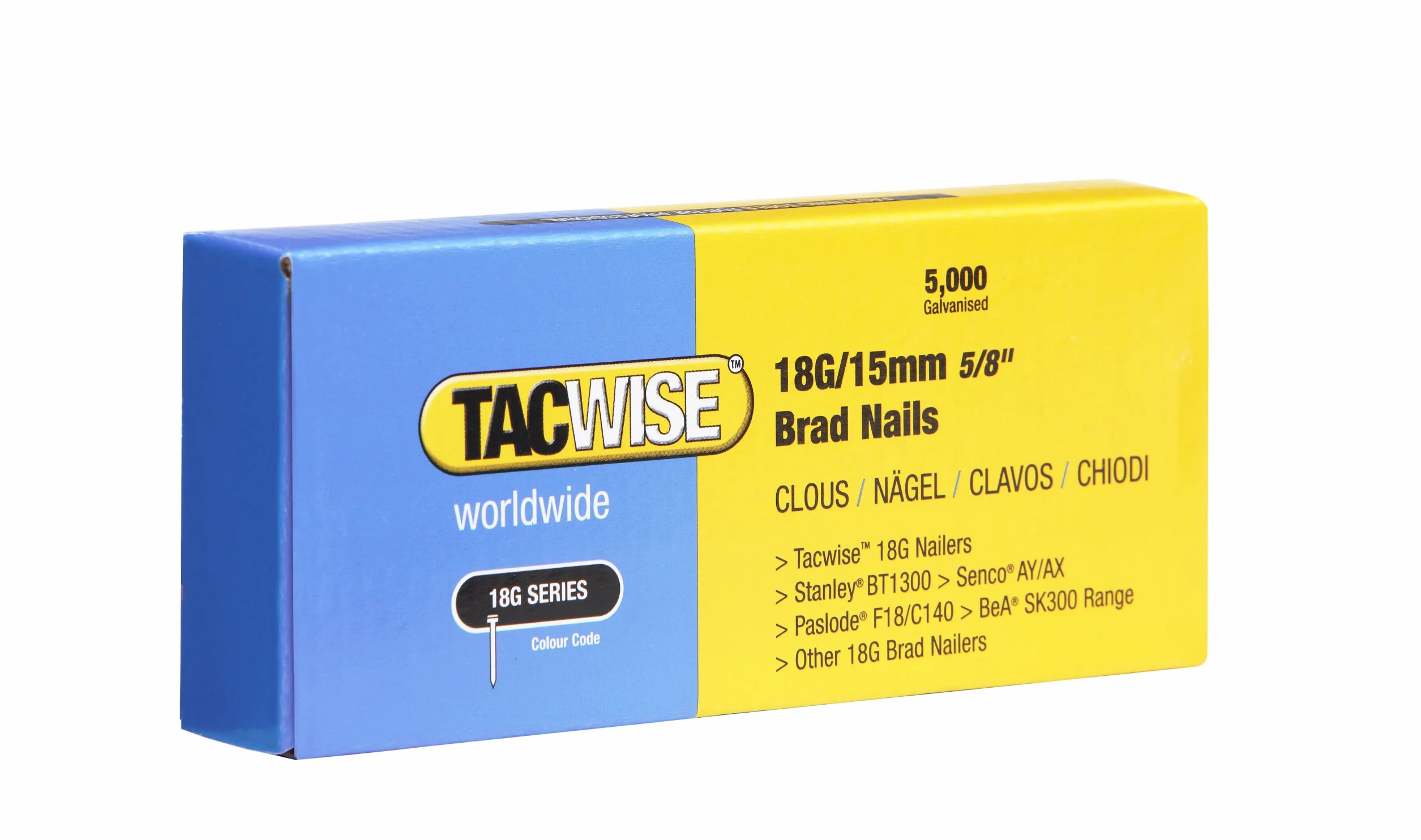 Tacwise 0394 Gwoździe ocynkowane typu 18G / 15 mm, 5000 sztuk