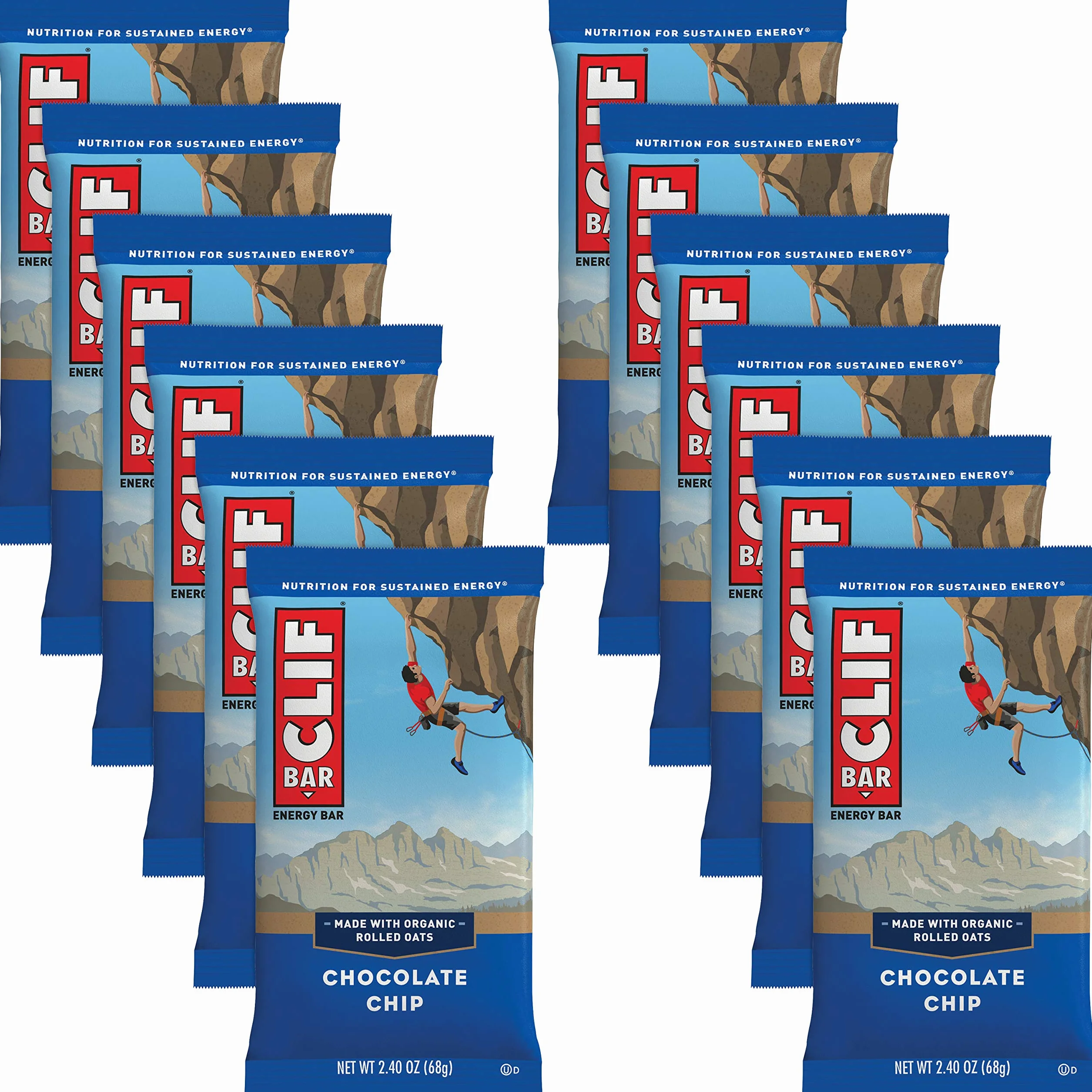 Clif Bar Baton energetyczny Chocolate Chip, 12 sztuk (12 x 68 g)