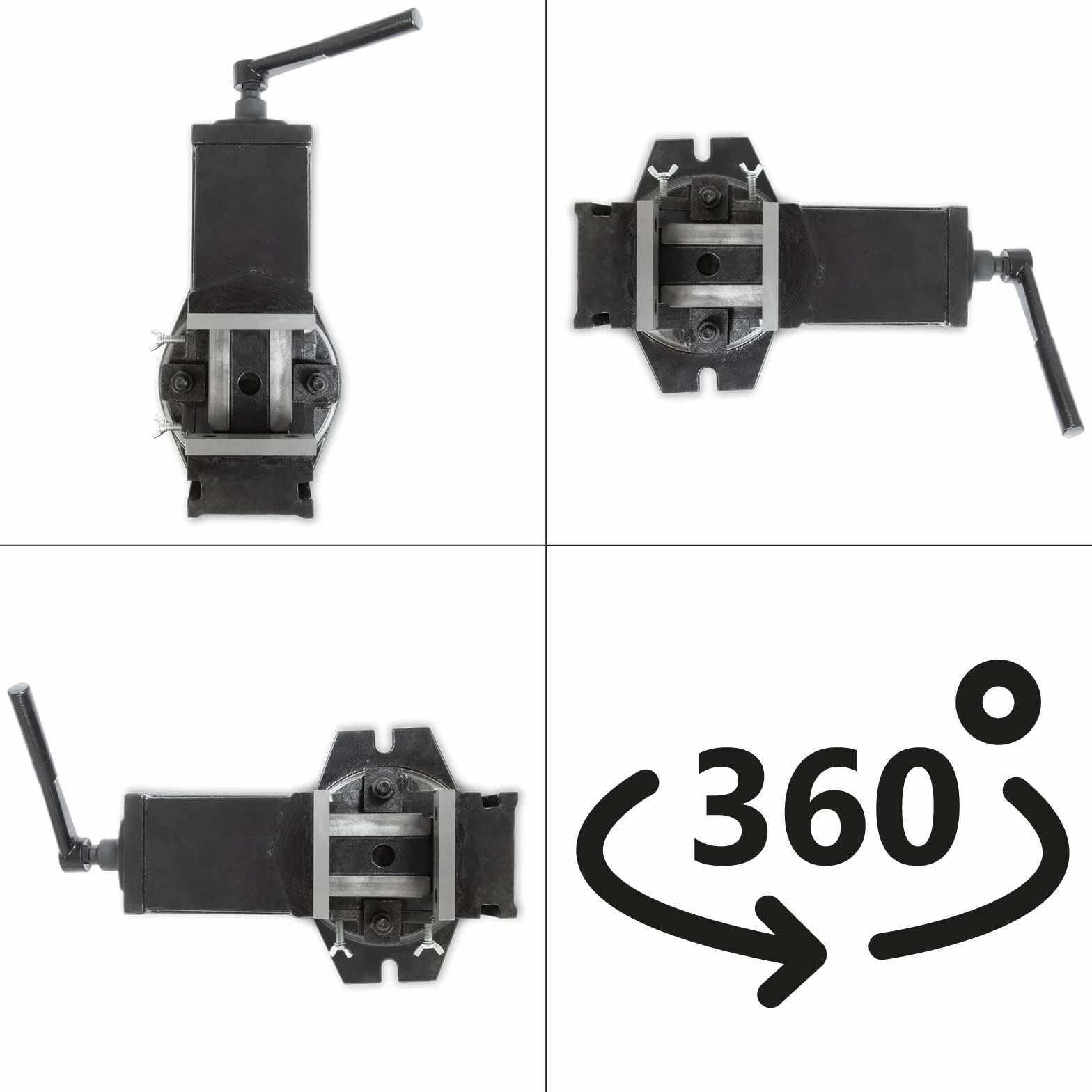 EBERTH Imadło maszynowe obrotowe i uchylne wykonane ze staliwa, maks. szerokość mocowania 80 mm, szczęki 105 mm, imadło do wiertarki, frezarki, przechylne w zakresie 0°-90°, obrotowe w zakresie 360°