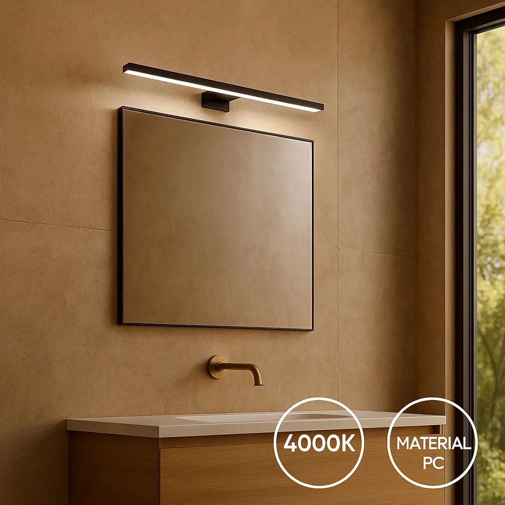 M Ledme - Lampa ścienna LED do lustra łazienkowego Plex 8 W 40 cm, neutralna biel 4000 K, wodoodporna IP44, mocowana do lustra, mebli lub ścian, 400 x 51 x 128 mm (wys.)