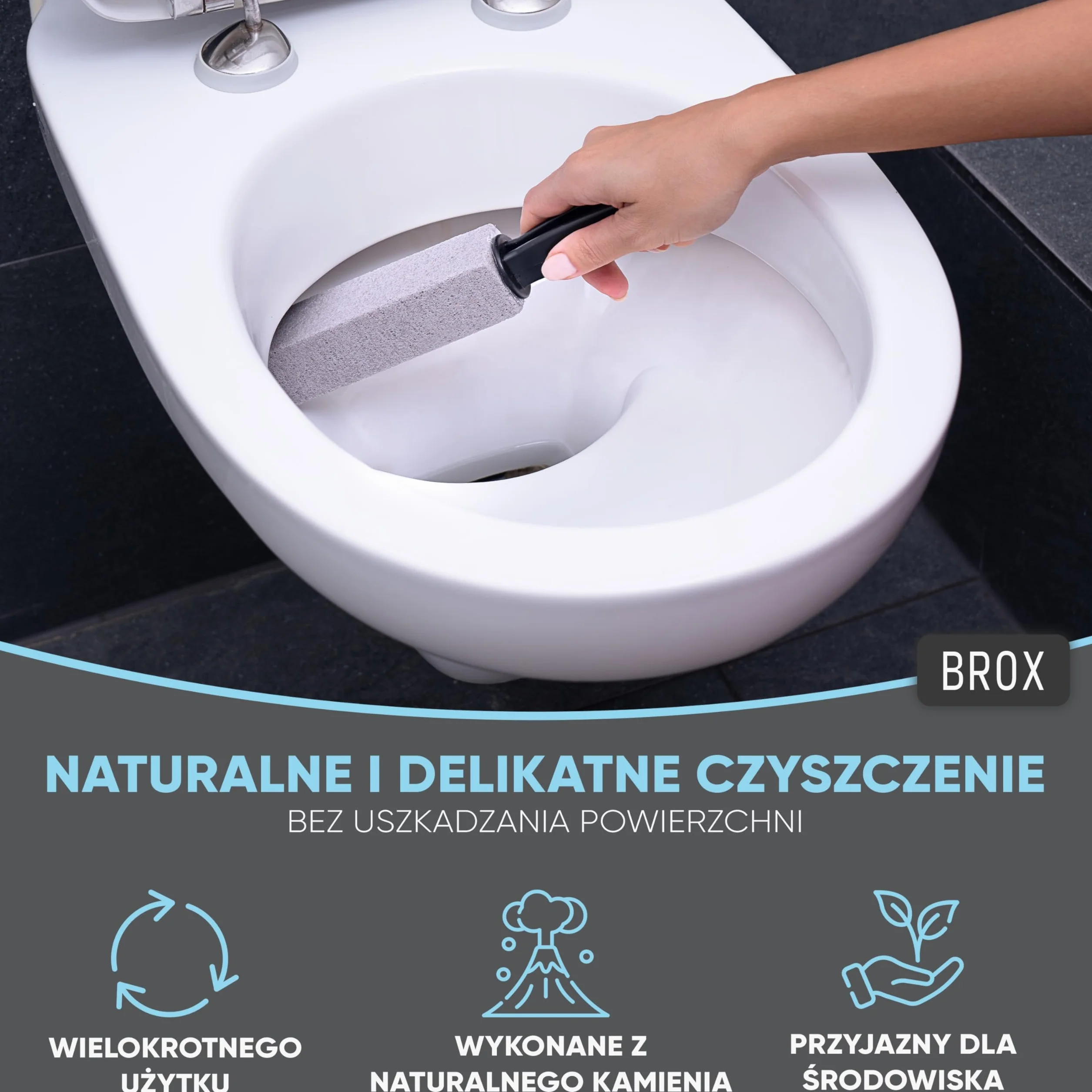 BROX® Bimsstein WC 3 sztuki – Środek do czyszczenia toalet przy uporczywym kamieniu moczowym i osadzie wapiennym – Kamień pumeksowy do toalety – Kamień do skutecznego czyszczenia