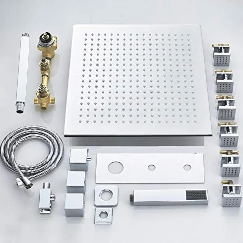 Bateria termostatyczna do łazienki, chromowana, deszczownica, bateria wannowa, bateria mieszająca do wanny i prysznica, baterie prysznicowe do łazienki, 10 Inch Shower Set