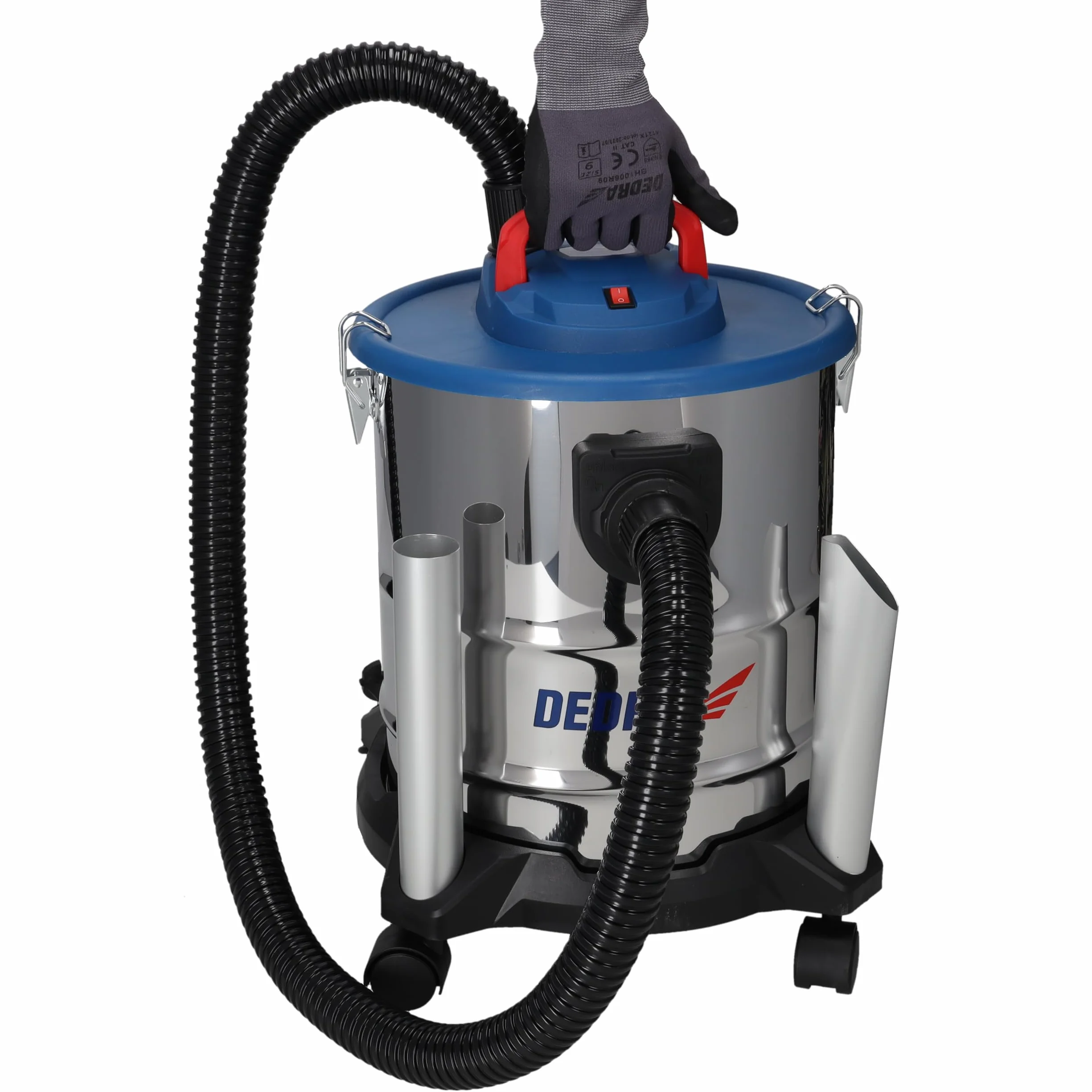 Odkurzacz do gruzu, popiołu, gipsu 1200W 20l, DEDRA DED6594 wszechstronne urządzenie do prac budowlanych, poremontowych czy porządkowych w warsztatach i domach. Zbiornik 20l, moc ssąca 19 [kPa]