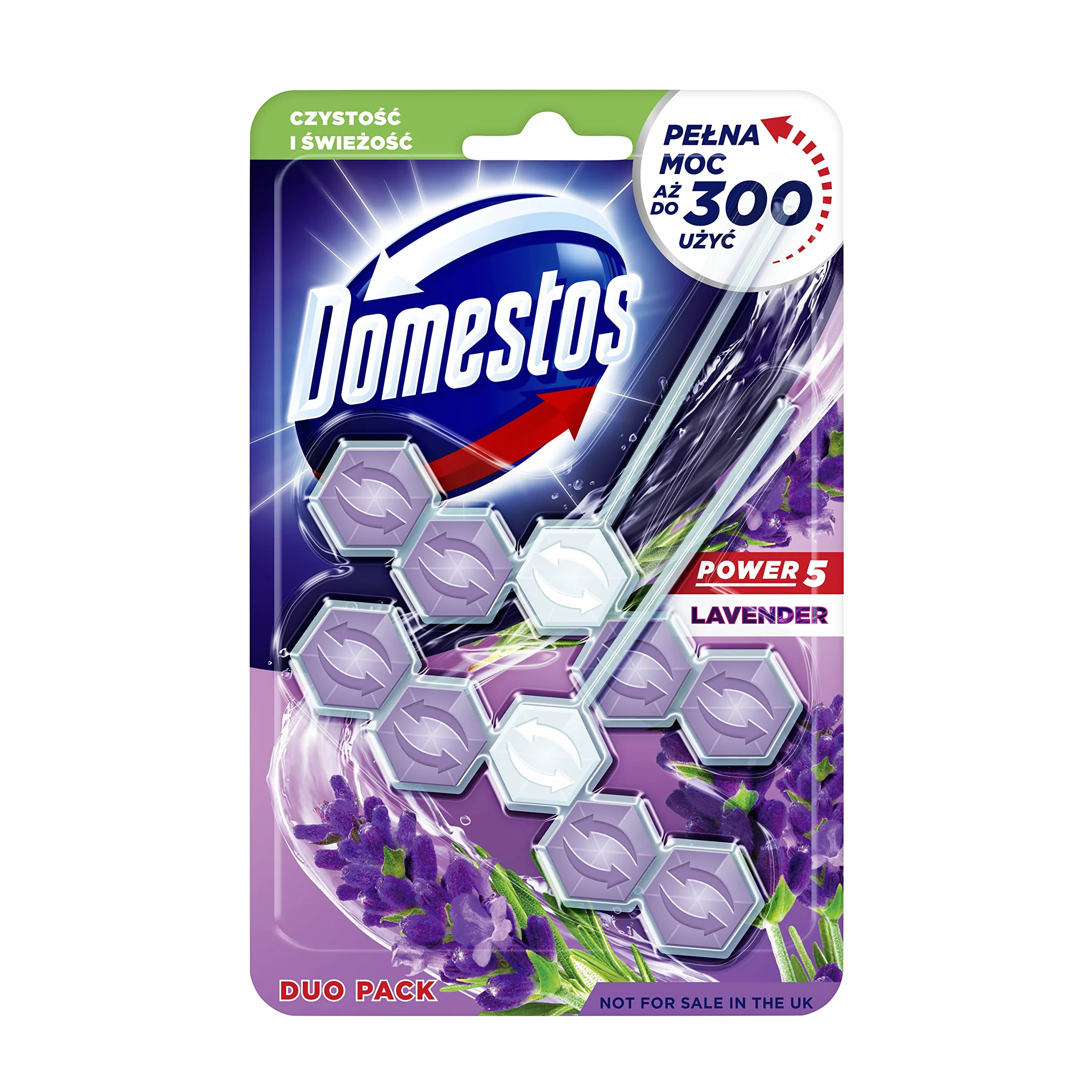 Domestos Lavender Kostka zapachowa, zapewniająca połysk wewnątrz muszli i świeży zapach - 2 x 55 g