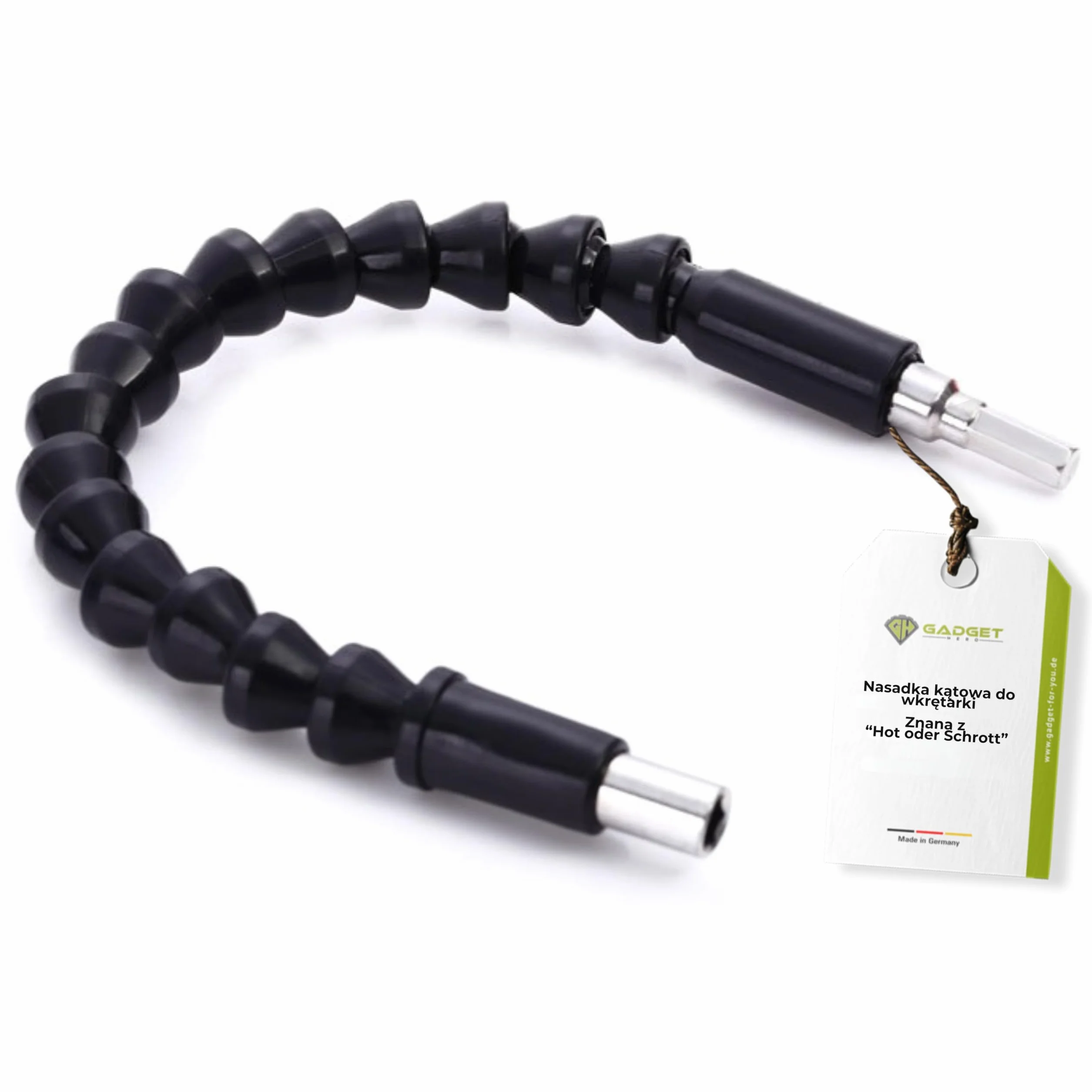 Solidny adapter kątowy do wkrętarki, magnetyczny krótki adapter 90 stopni! | Poręczna przystawka kątowa do wiertarki z momentem do 75 Nm. Wytrzymała, niewielka końcówka z przedłużką z ulepszonej stali.