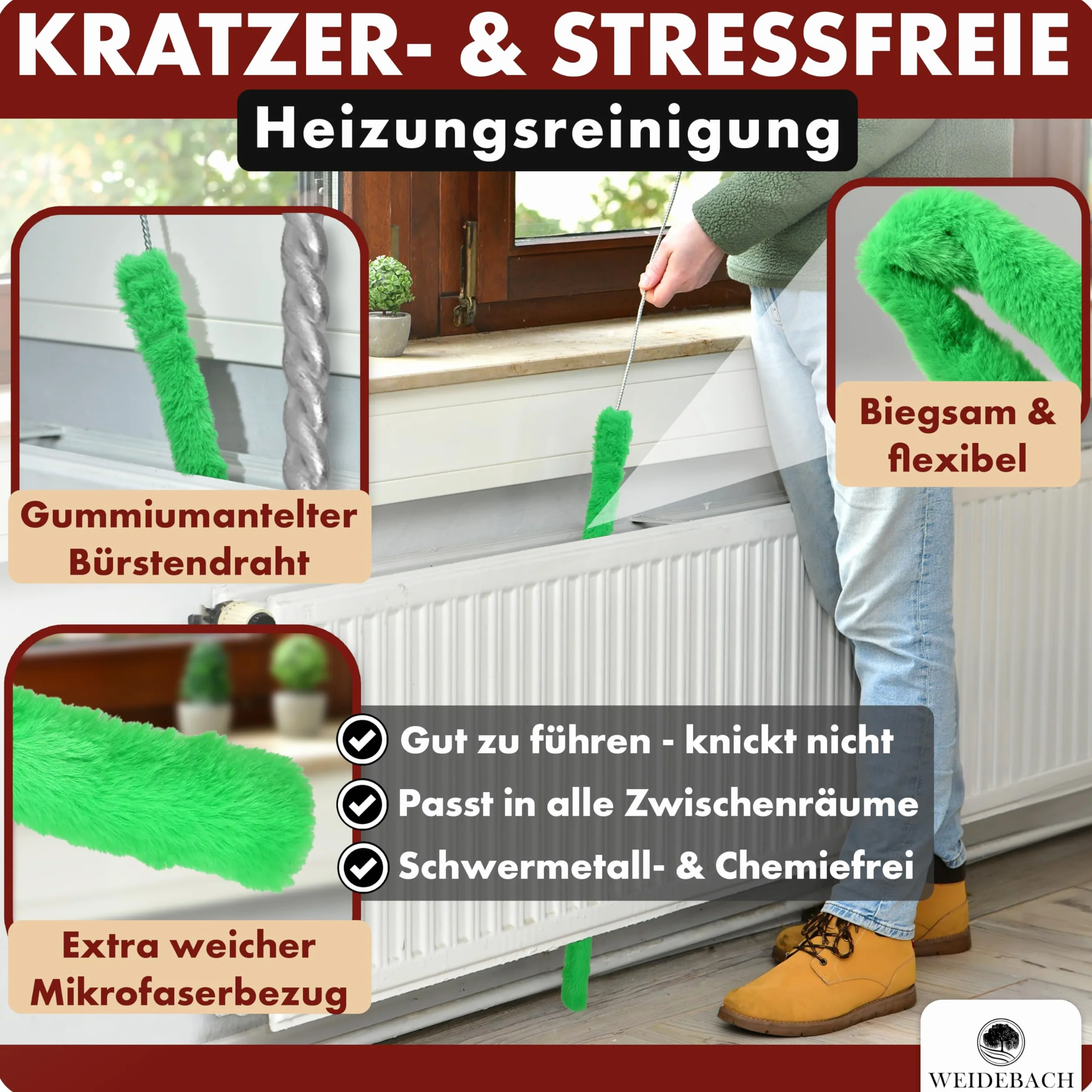 Parent Weidebach szczotka do grzejników mikrofibrów V. 3.0 (mikrofibra 125 cm)