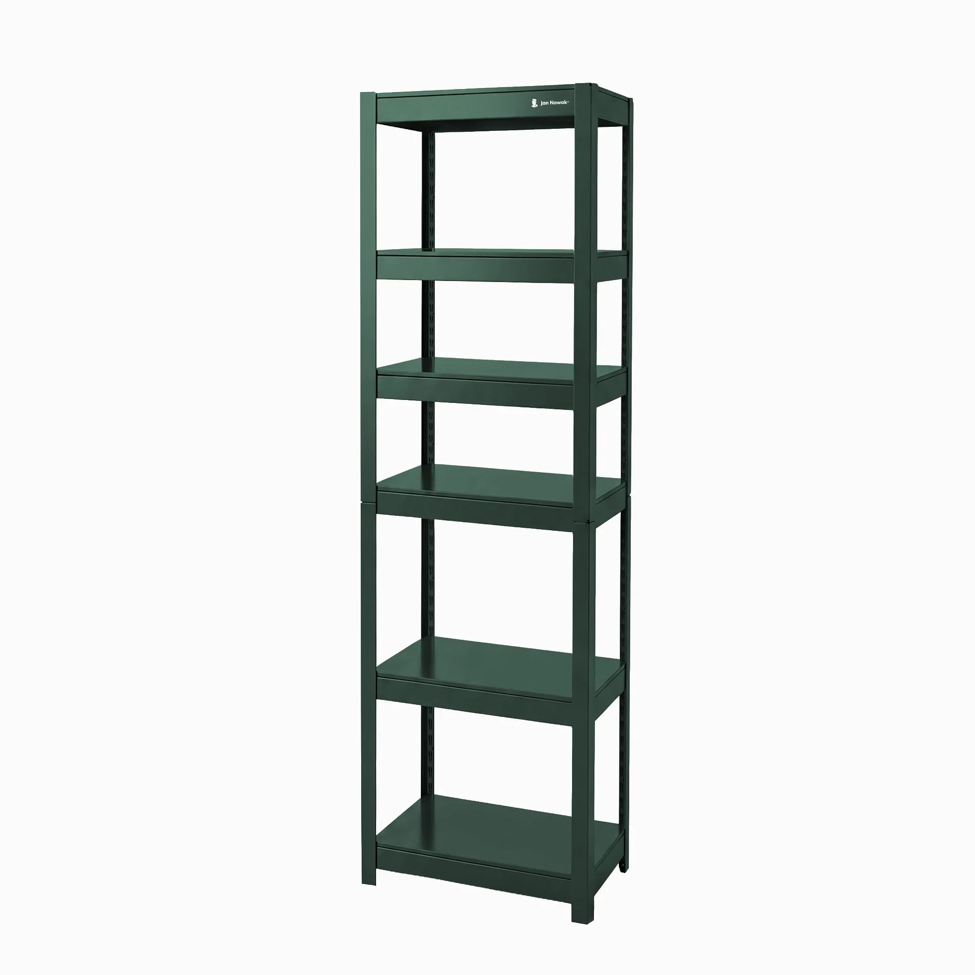 Jan Nowak Metalowy wąski 6 półek regulowanych 50 kg do półki, oszczędność miejsca, warsztat garażowy, magazyn, wytrzymała stal system wtykowy, 200 x 60 x 40 cm