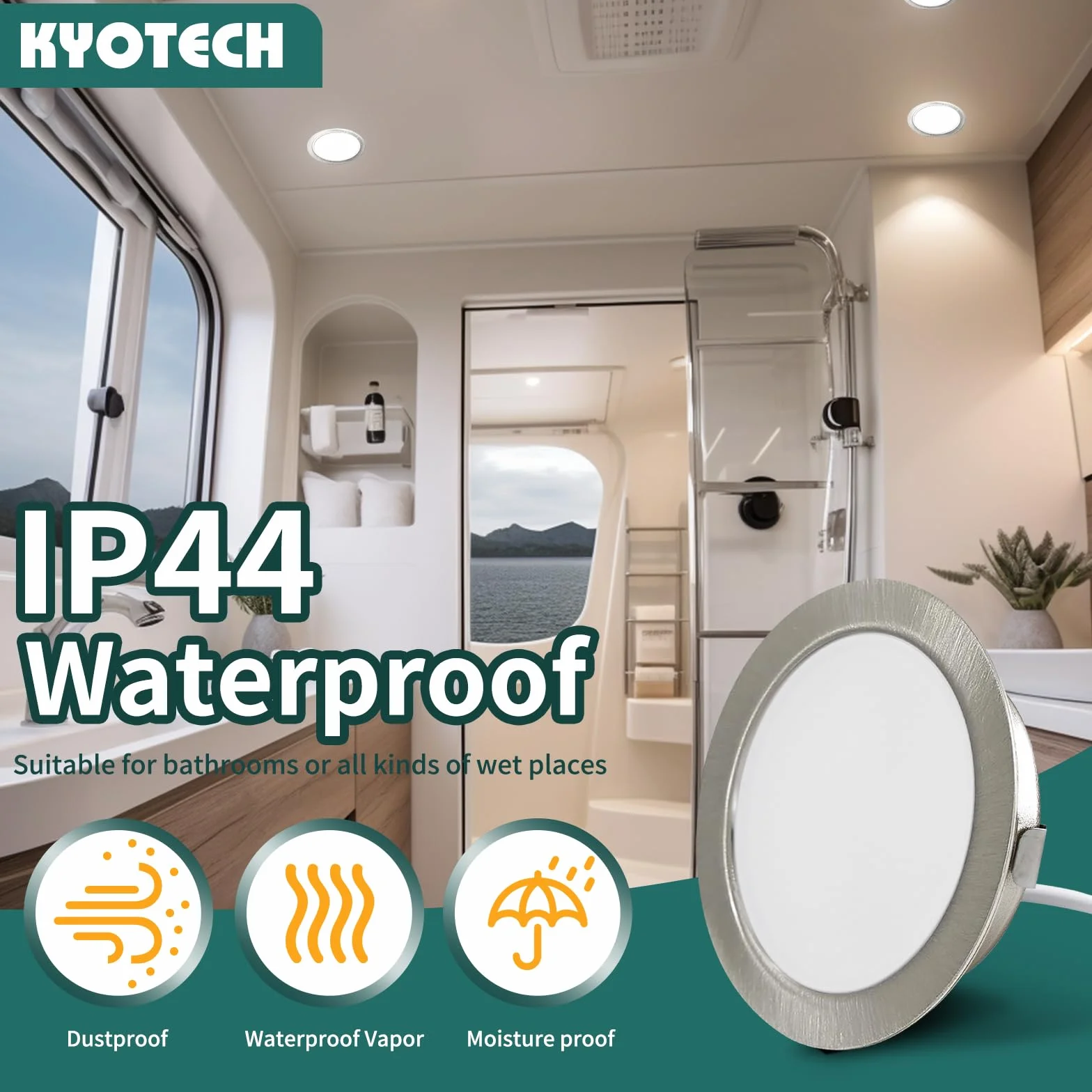 KYOTECH Reflektor LED do zabudowy 230V G4 3,5W 4000K 260lm IP44 otwór 55-58mm 20mm zestaw 6