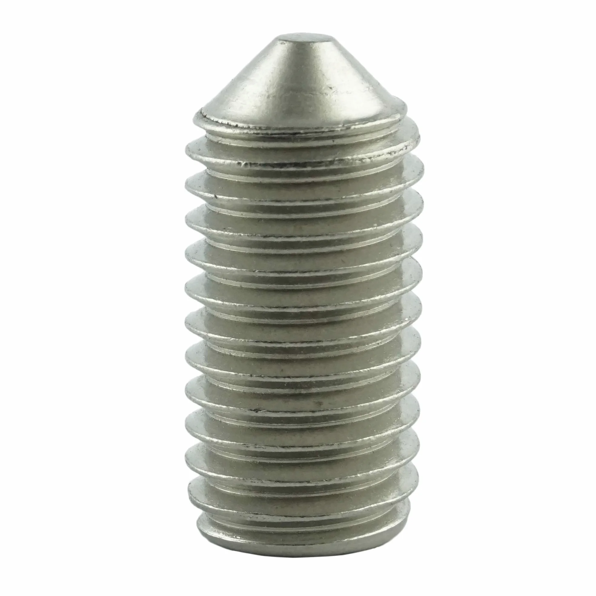 M6 x 12 mm trzpień gwintowany z gniazdem sześciokątnym i końcówką (100 sztuk) - śruby nastawne DIN 914 - ISO 4027 - śruby gwintowane - stal szlachetna A2 V2A - nierdzewna