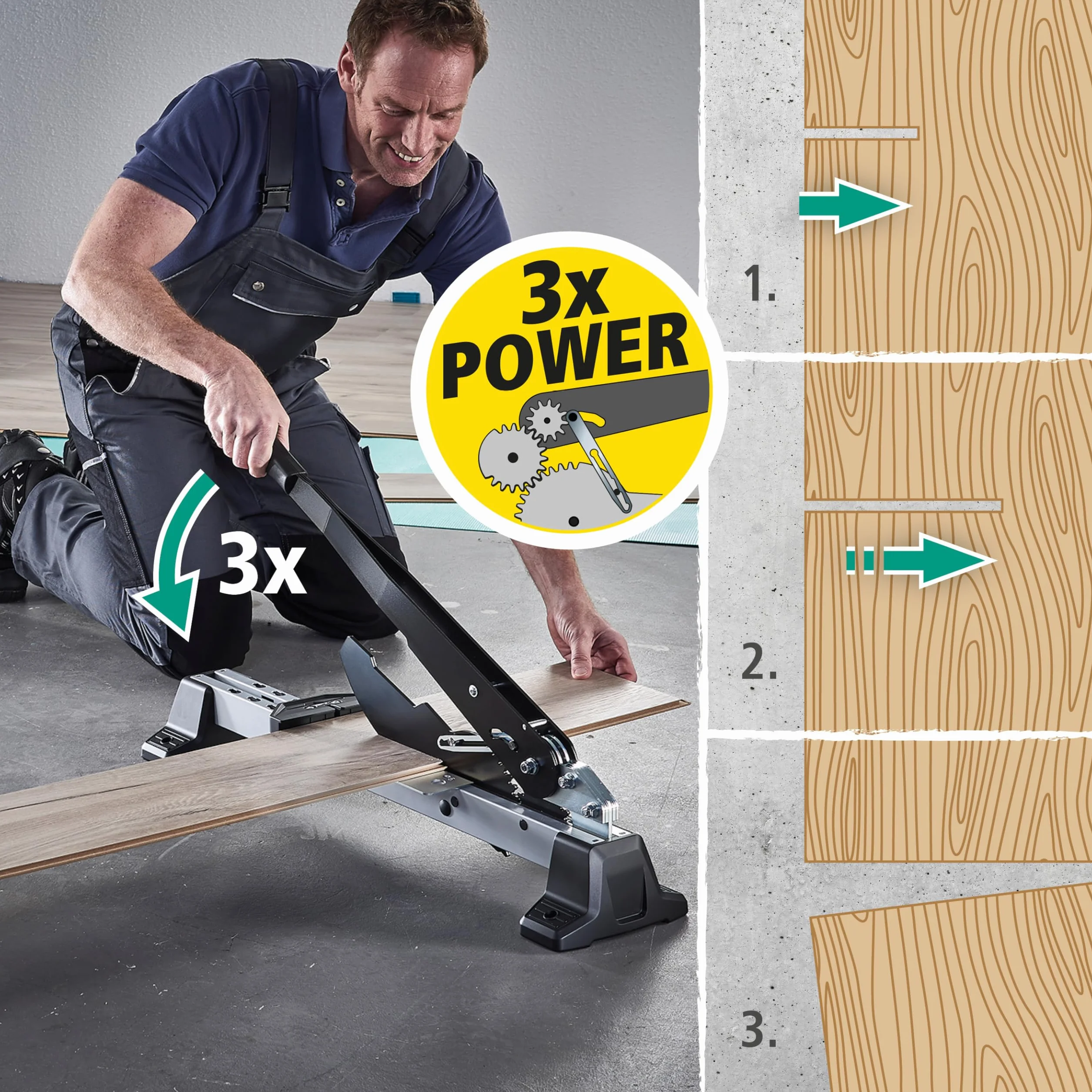 wolfcraft I Przecinarka do winylu i laminatu VLC 1000 I 6940000 I do podłóg winylowych, laminowanych i designerskich I do grubości materiału do 14 mm i szerokości 370 mm I również do desek podłogowych ze zintegrowaną izolacją akustyczną