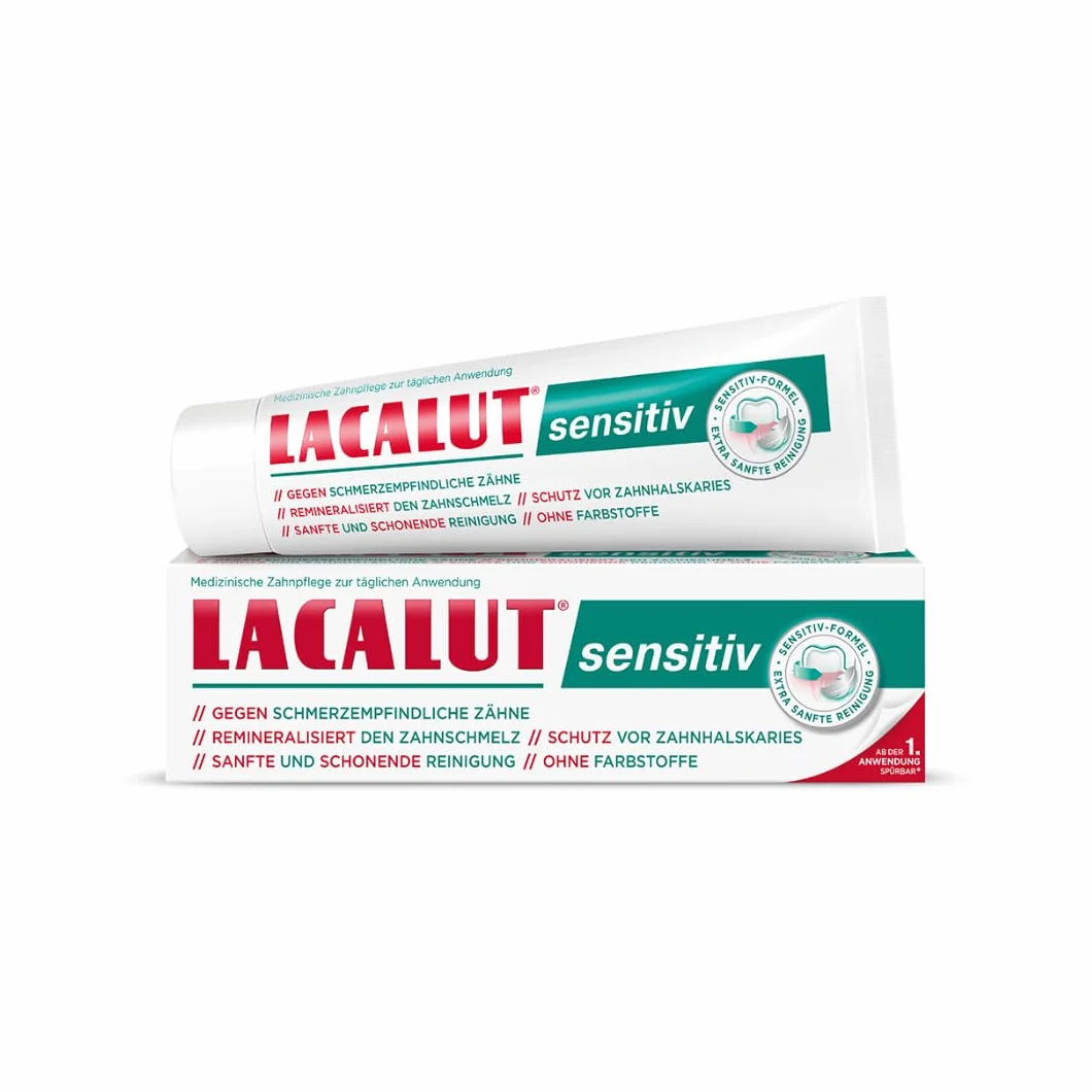 LACALUT Sensitiv Pasta do zębów I do delikatnej pielęgnacji zębów I zmniejsza wrażliwość na ból I chroni zęby i dziąsła, 1 x 75 ml
