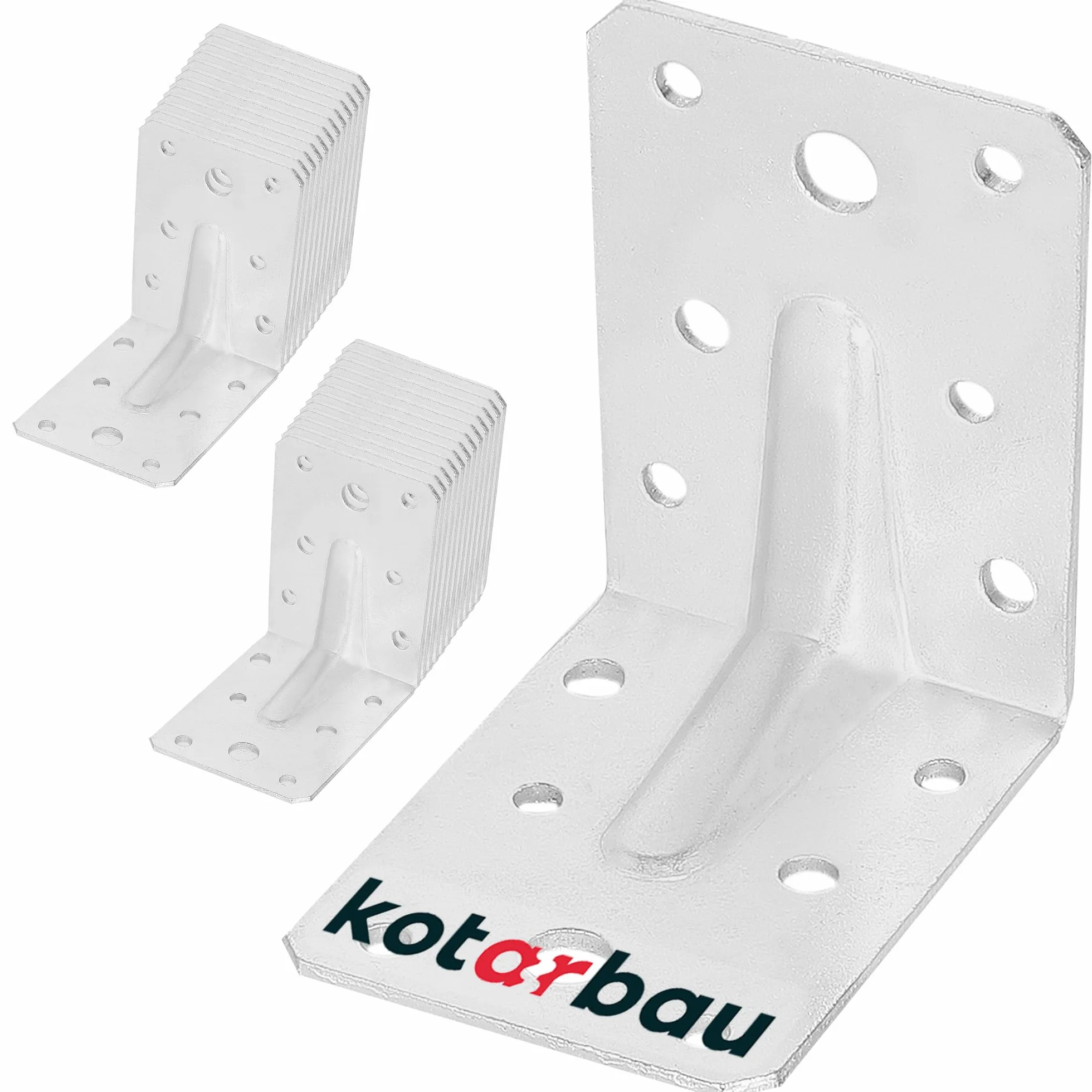 KOTARBAU® 25 szt. Kątownik Ciesielski - Łącznik Budowlany - 75 X 75 X 55 MM - Stal ocynkowana - Z Przetłoczeniem
