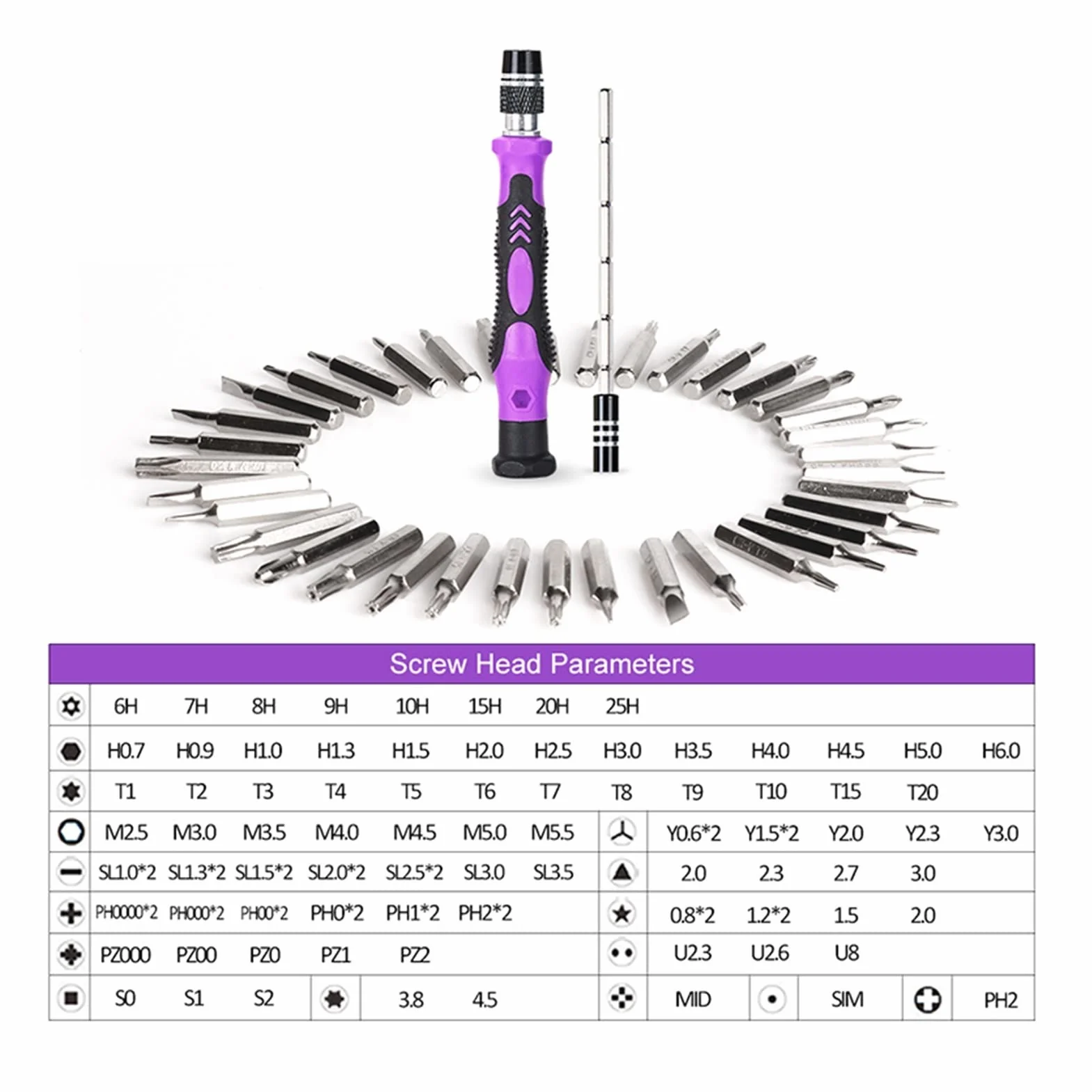 Generic Zestaw wkrętaków 115 w 1 Bity wkrętaków magnetycznych Narzędzia do naprawy komputera przenośnego Precyzyjny śrubokręt sześciokątny(115Purple)